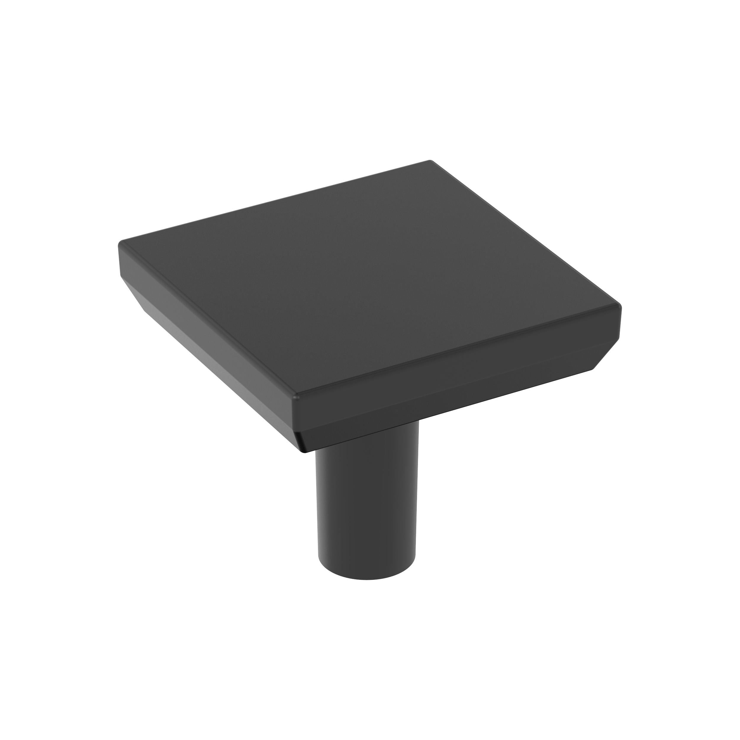 Chamfered Edge 1-1/16 inch (27mm) Length Matte Black Cabinet Knob