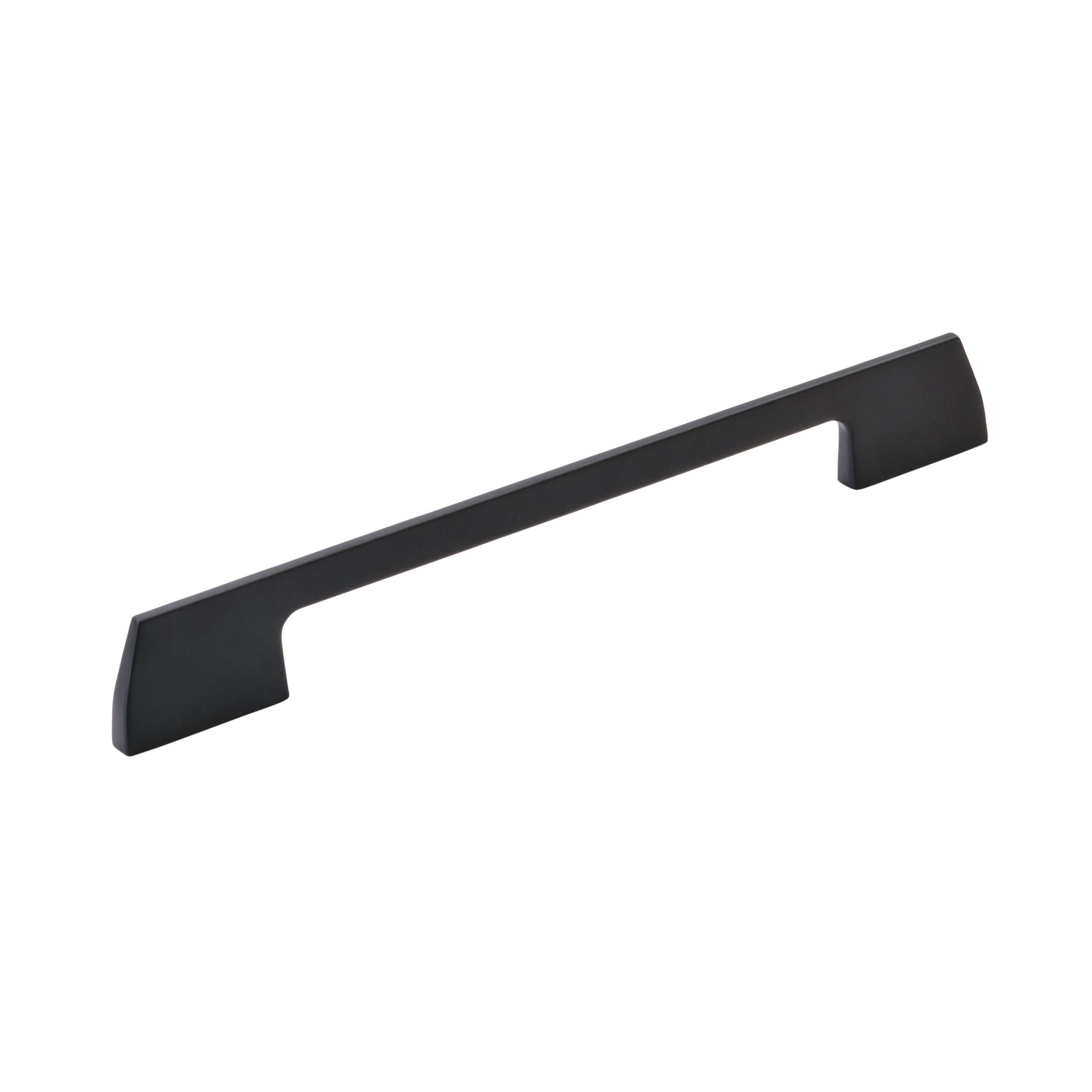 Angle 7-9/16 inch (192mm) Center-to-Center Matte Black Cabinet Pull
