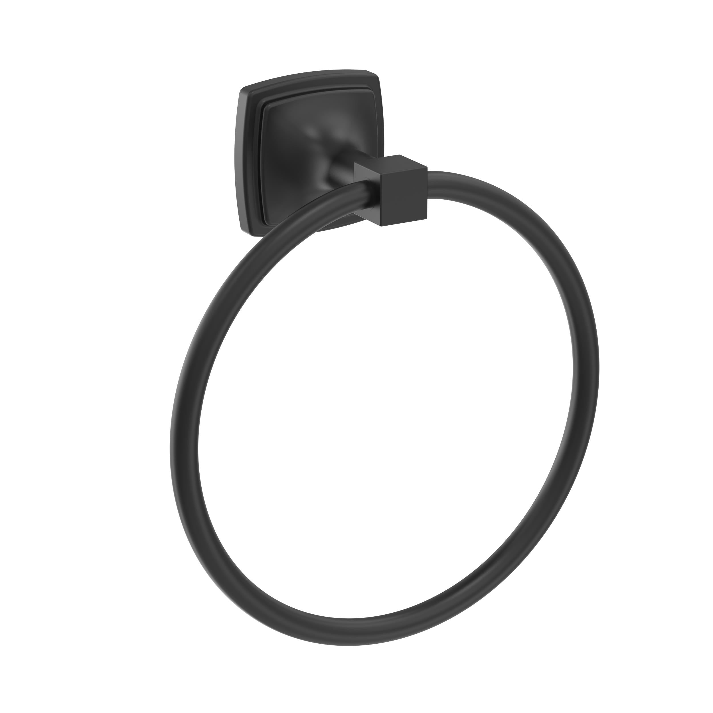 Stature Matte Black Closed Towel Ring