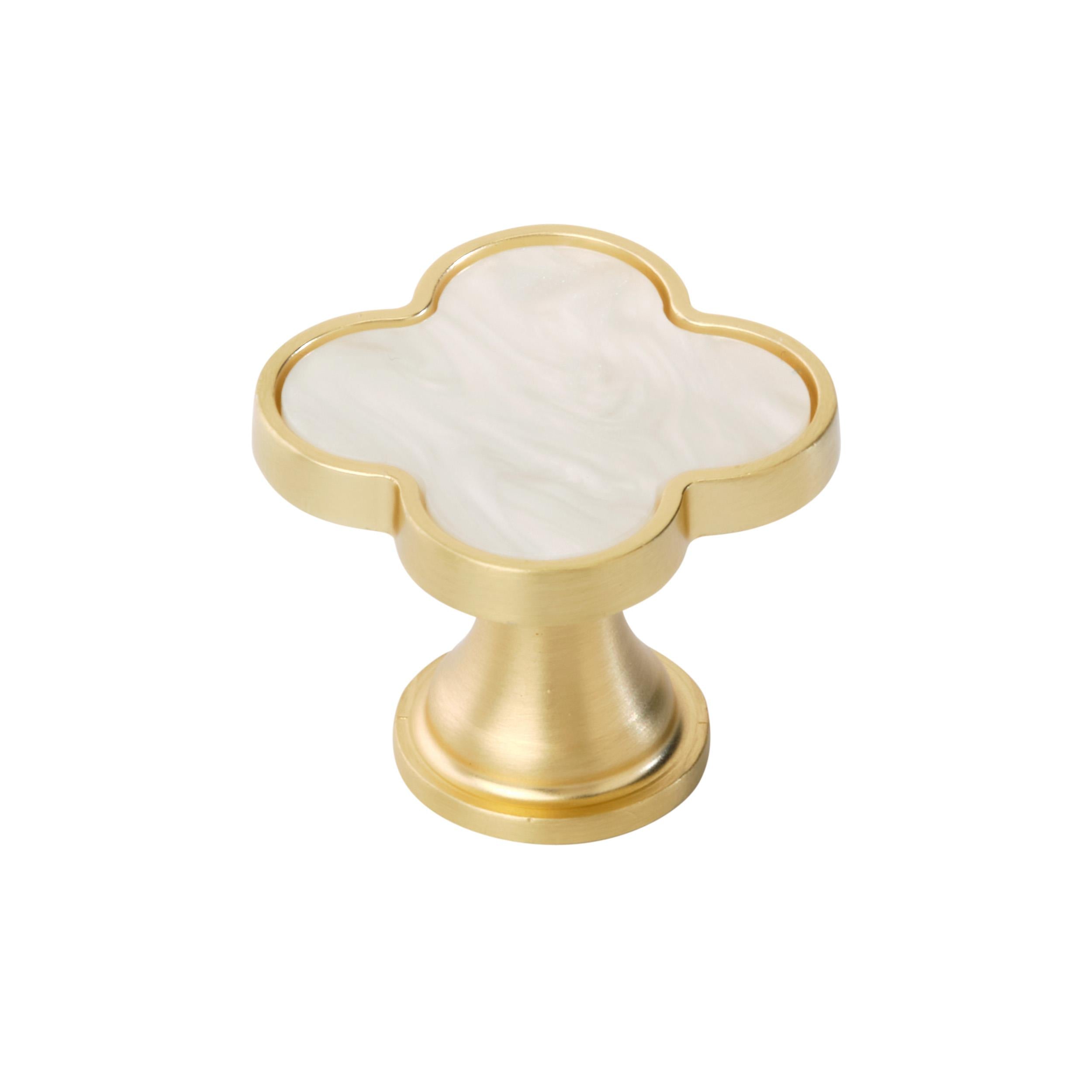 Accents 1-1/4 inch (32mm) Length Gold/Mother of Pearl Cabinet Knob - 2 Pack