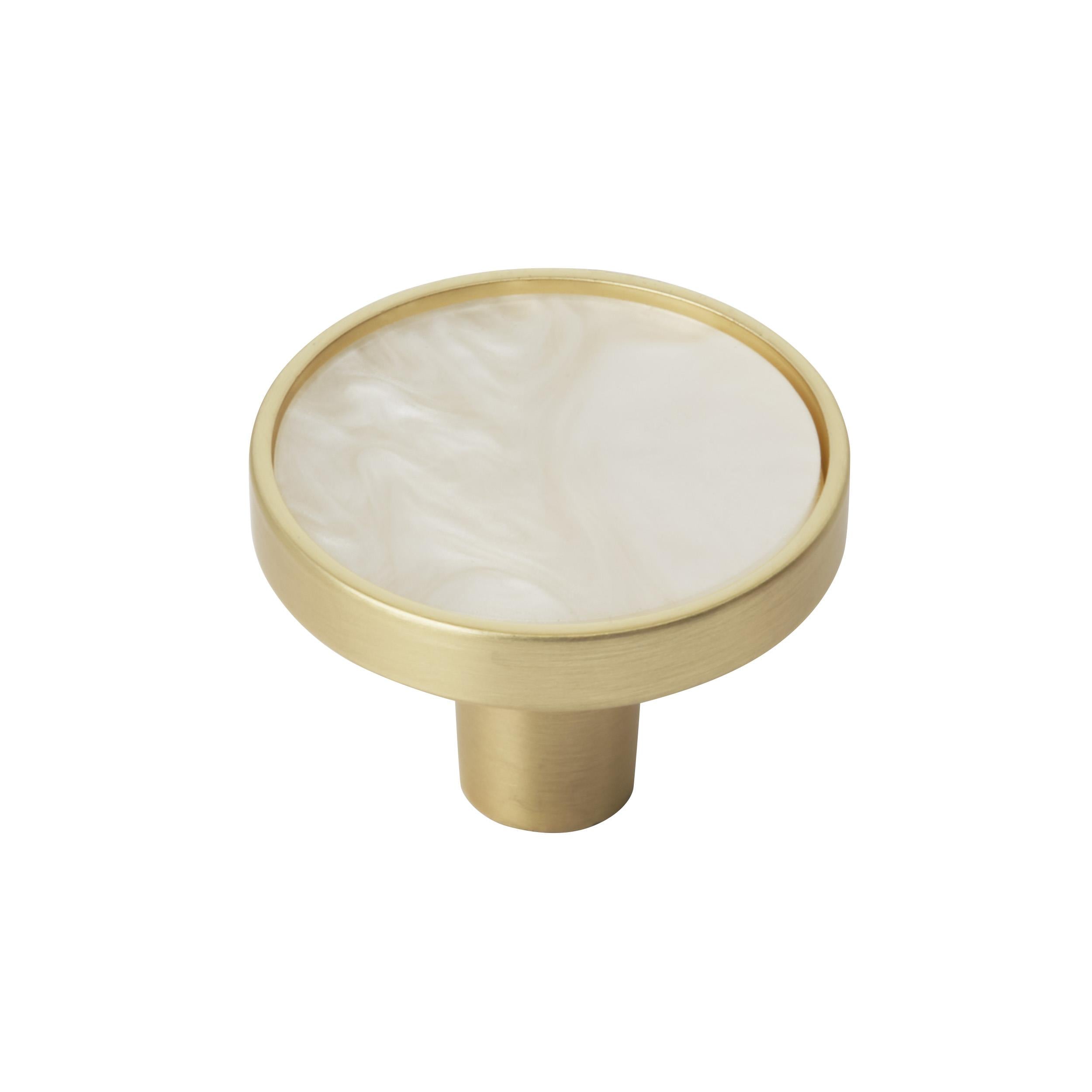 Accents 1-1/4 inch (32mm) Diameter Gold/Mother of Pearl Cabinet Knob - 2 Pack