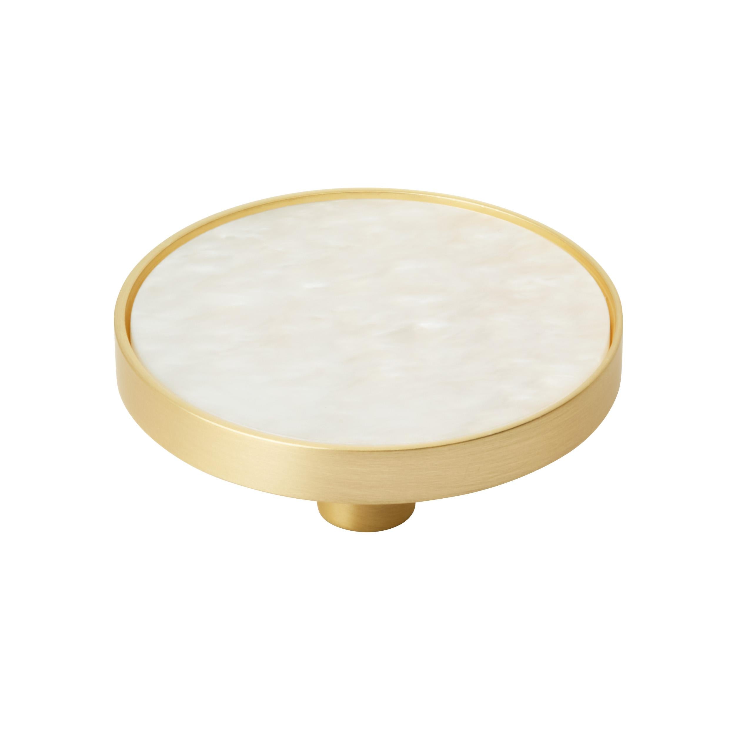 Accents 2 inch (51mm) Diameter Gold/Mother of Pearl Cabinet Knob - 2 Pack