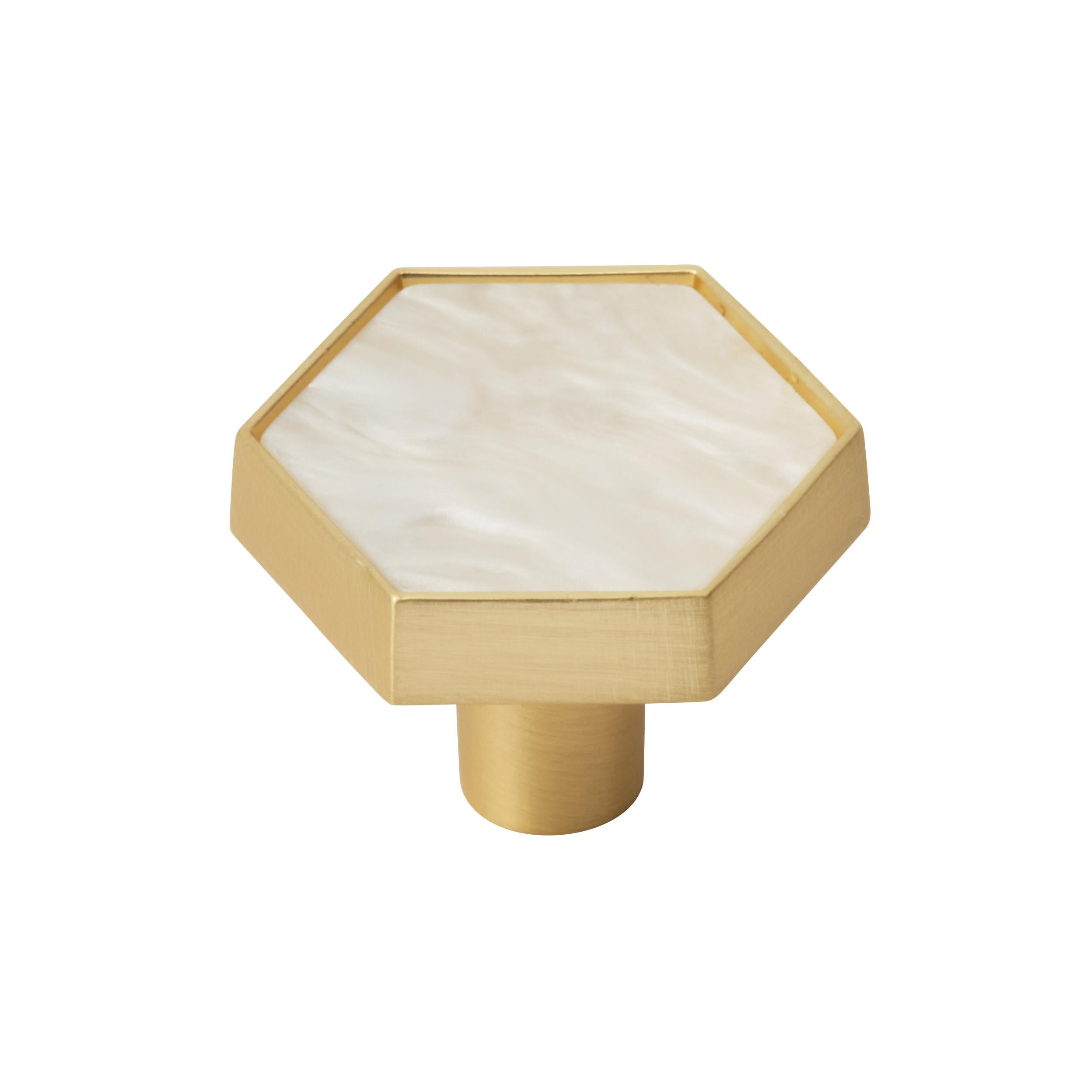 Accents 1-5/16 inch (33mm) Length Gold/Mother of Pearl Cabinet Knob - 2 Pack