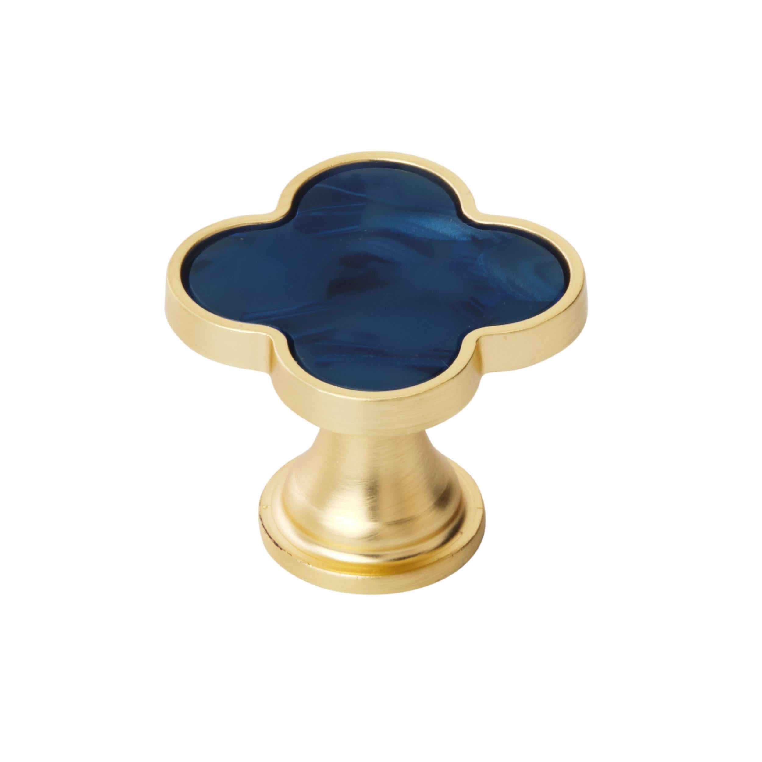 Accents 1-1/4 inch (32mm) Length Gold/Navy Blue Cabinet Knob - 2 Pack