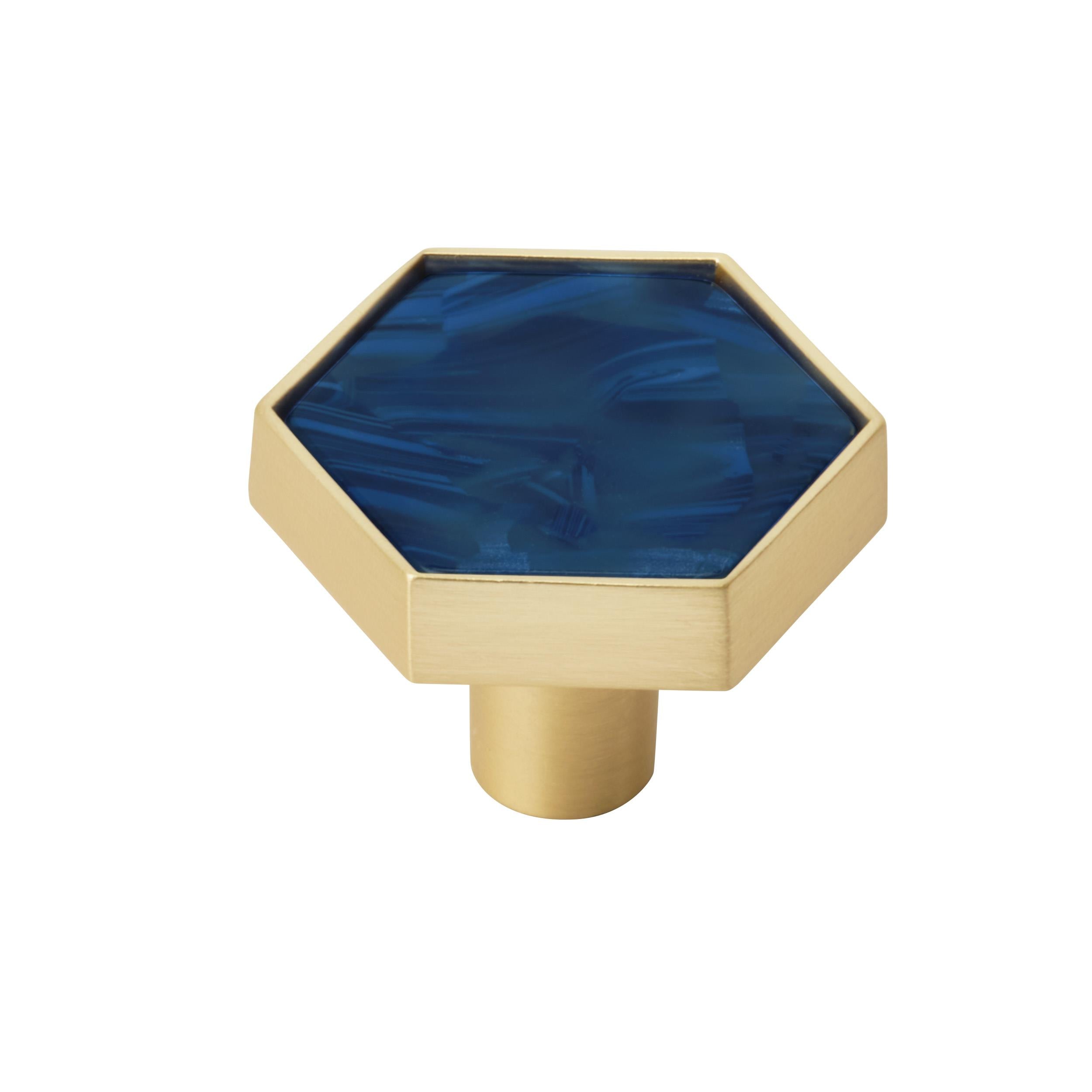 Accents 1-5/16 inch (33mm) Length Gold/Navy Blue Cabinet Knob - 2 Pack