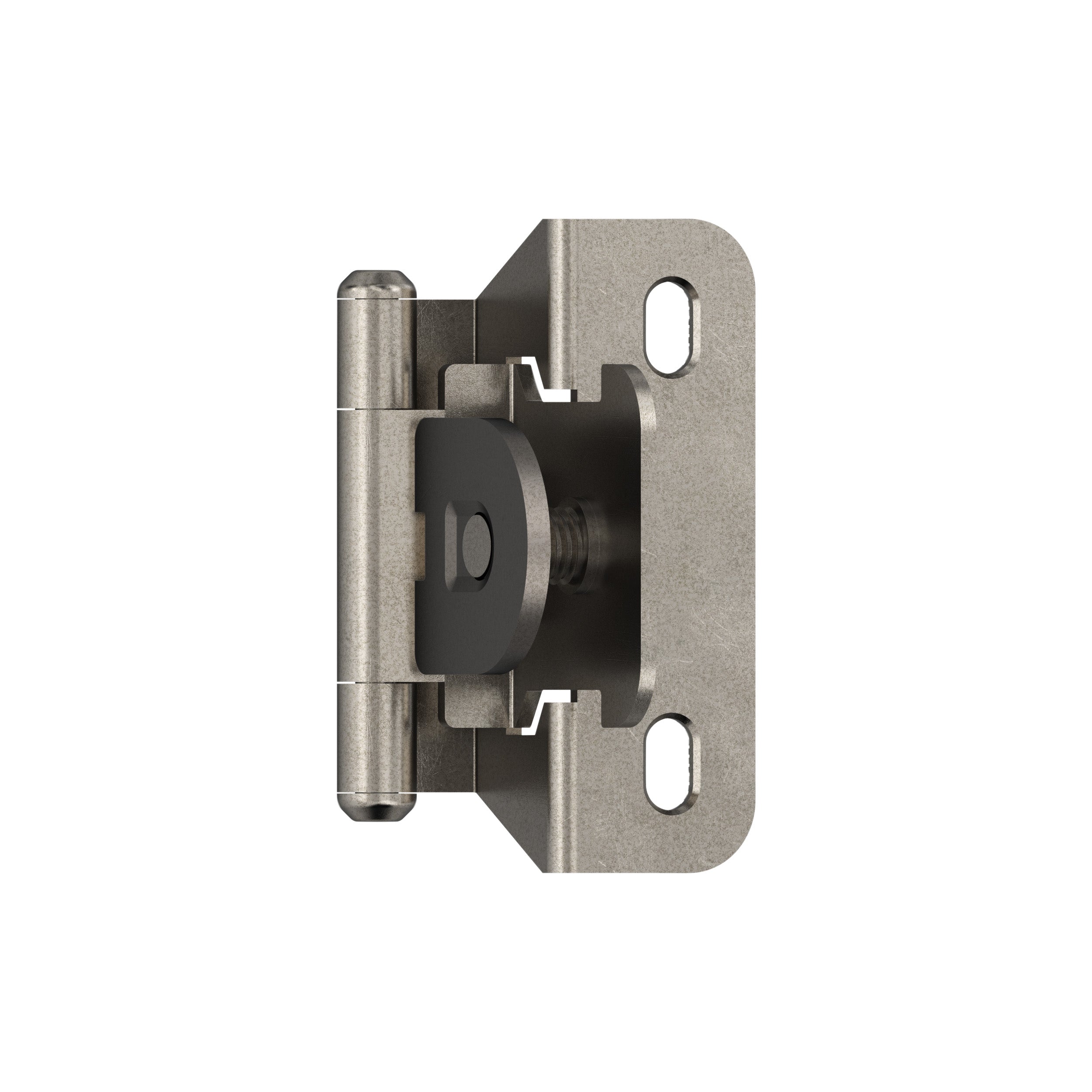 1/4 inch (6mm) Overlay Single Demountable Partial Wrap Nickel Cabinet Hinge - 1 Pair
