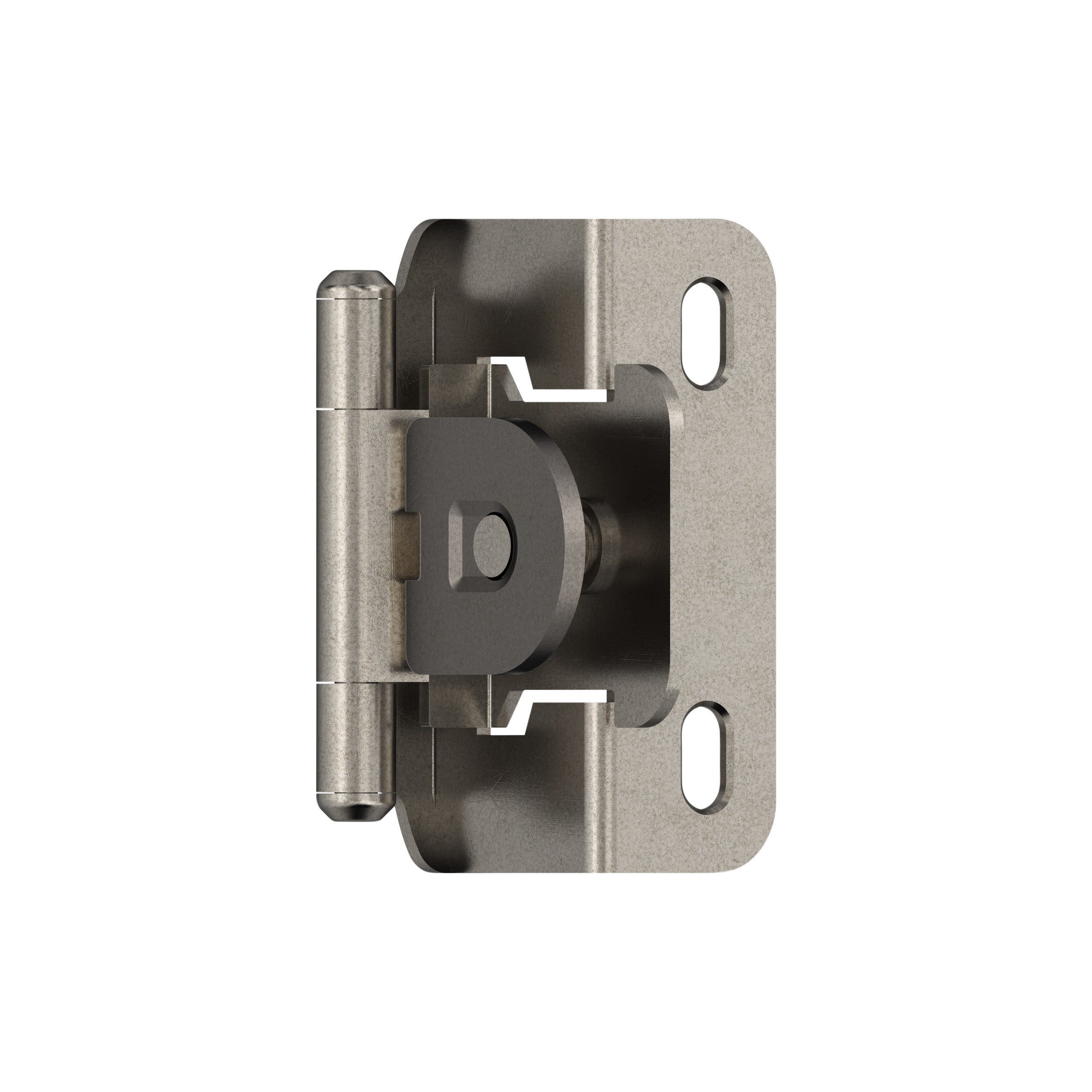 1/2 inch (13mm) Overlay Single Demountable Partial Wrap Nickel Cabinet Hinge - 1 Pair