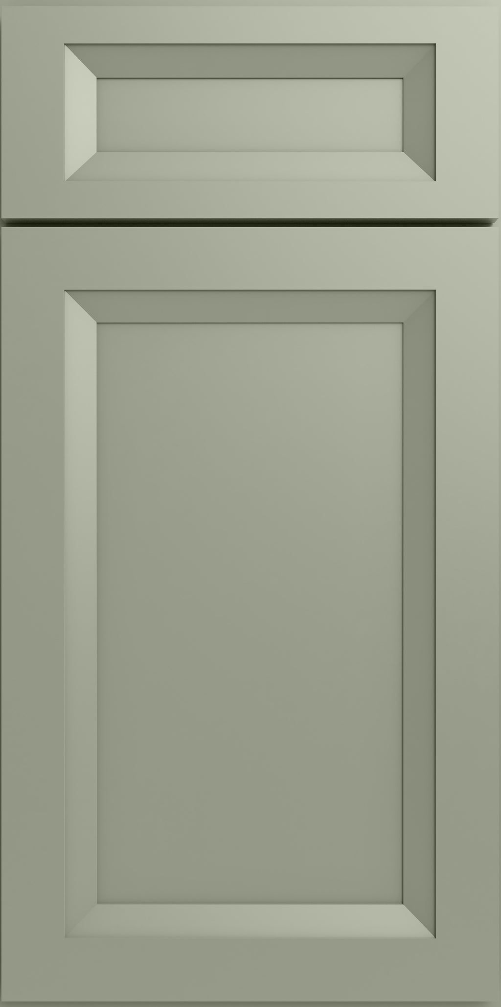 Green cabinet door with a modern oxford rectangular design