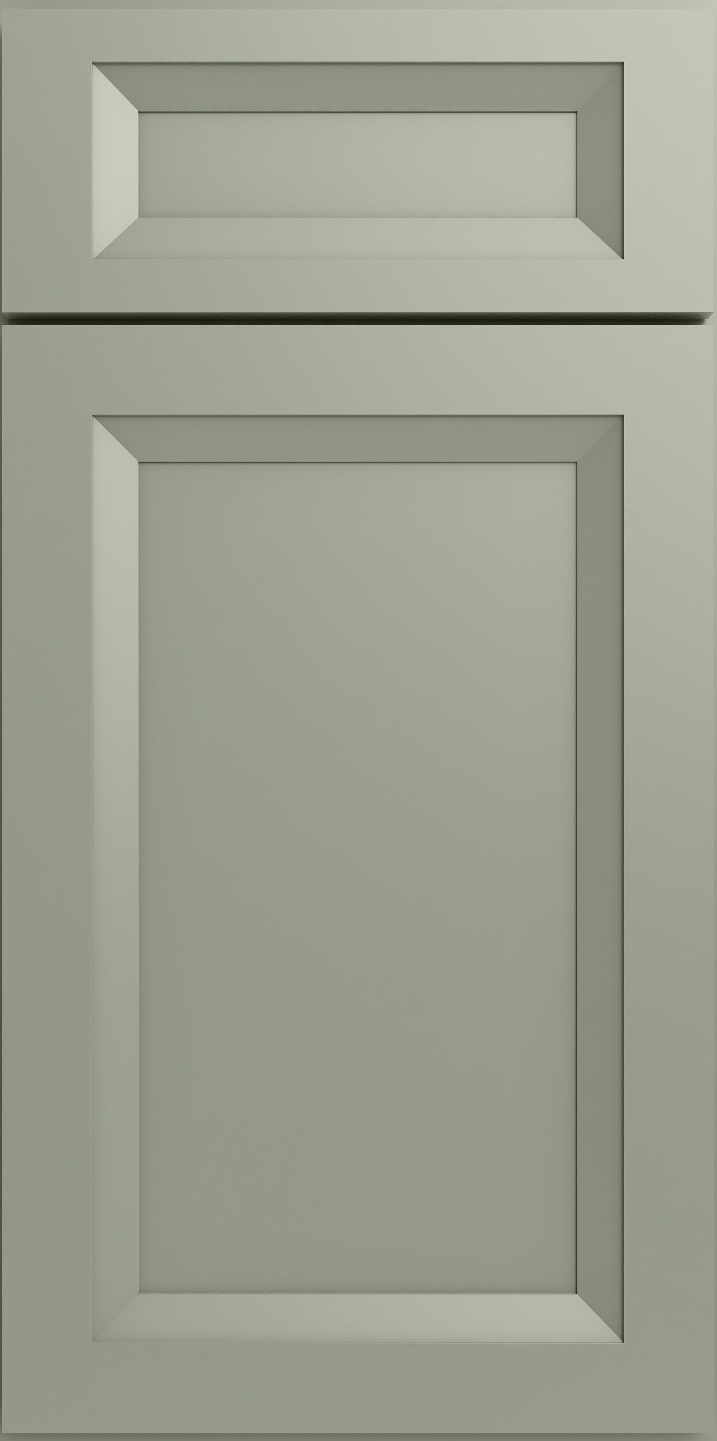 Green cabinet door with a modern oxford rectangular design