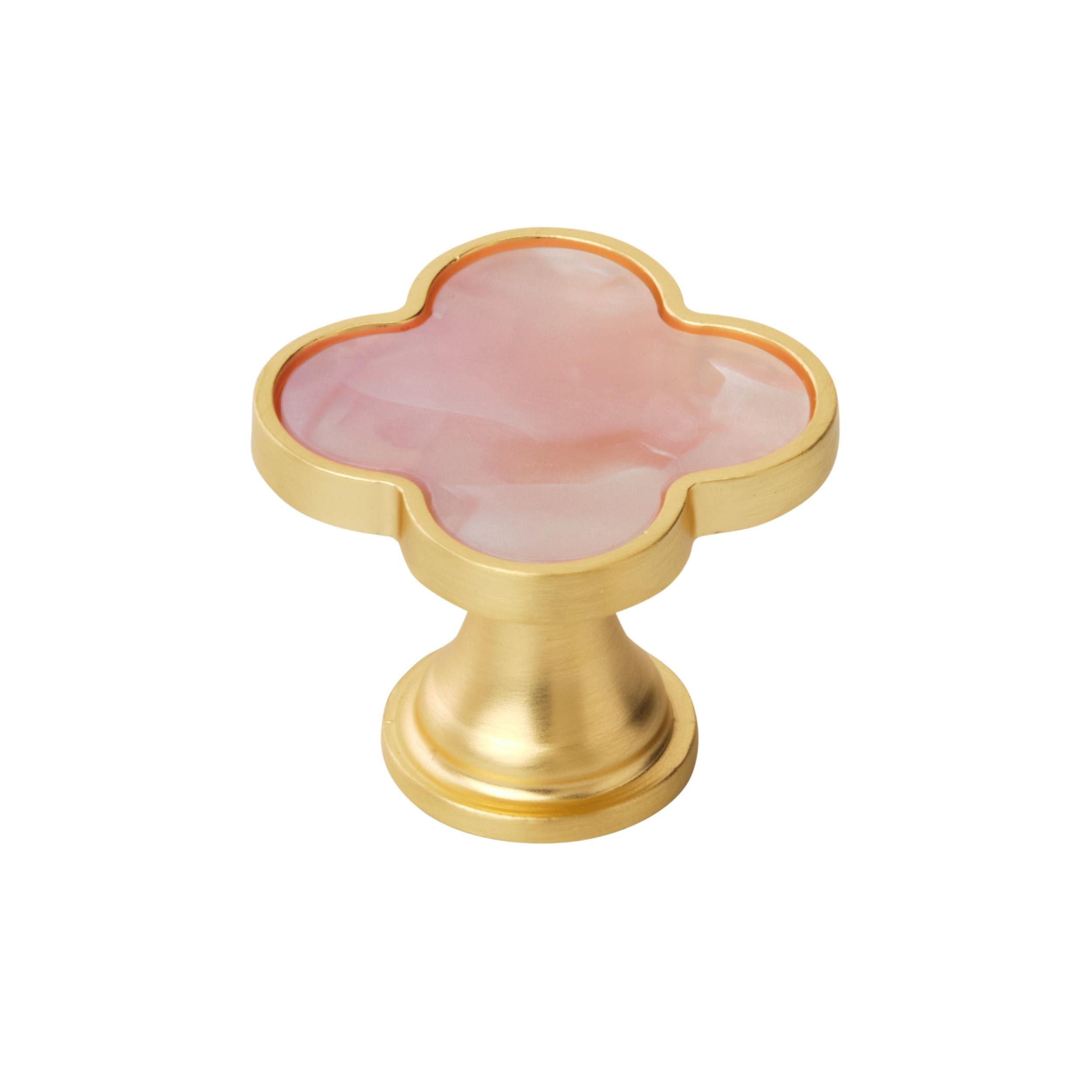 Accents 1-1/4 inch (32mm) Length Gold/Pink Cabinet Knob - 2 Pack
