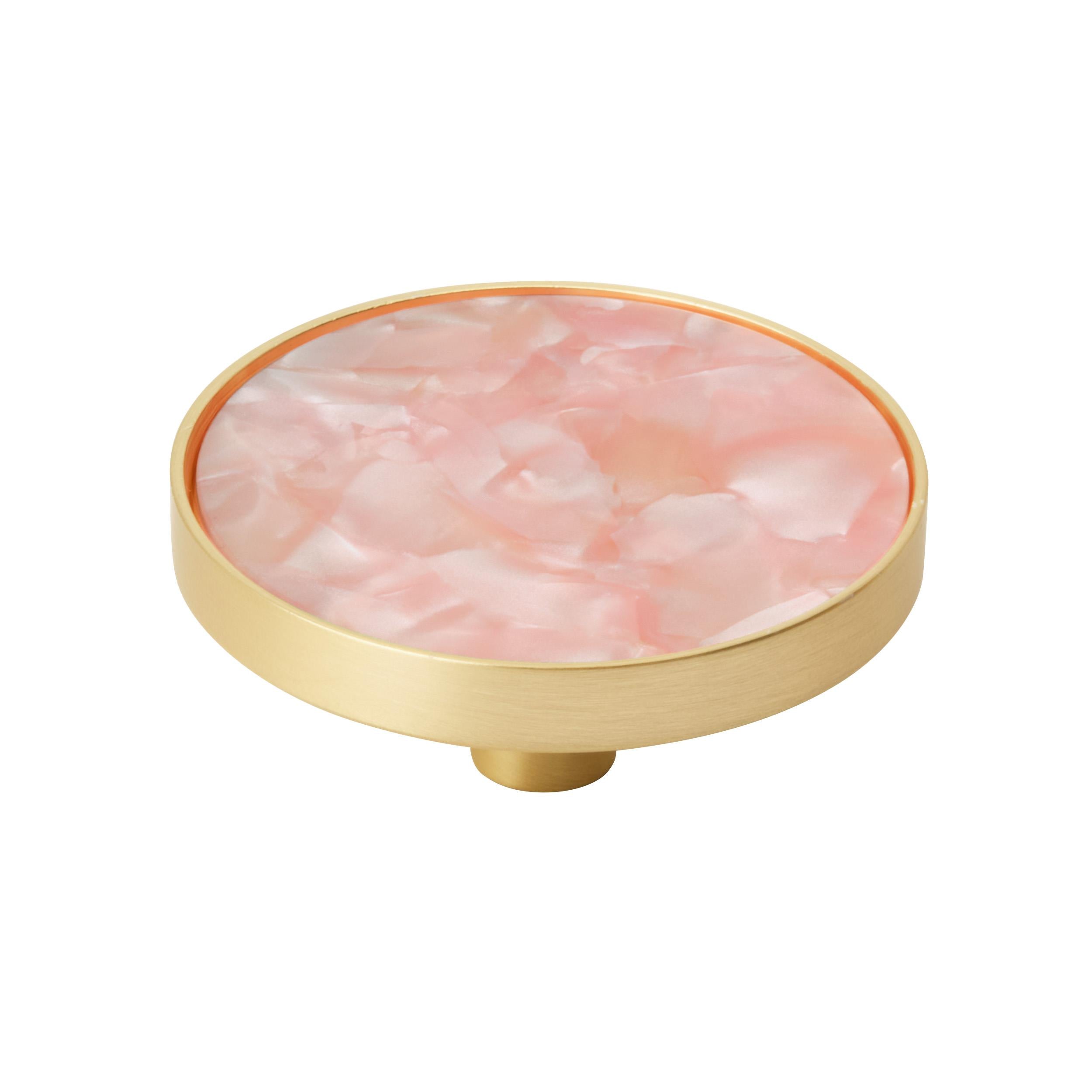 Accents 2 inch (51mm) Diameter Gold/Pink Cabinet Knob - 2 Pack