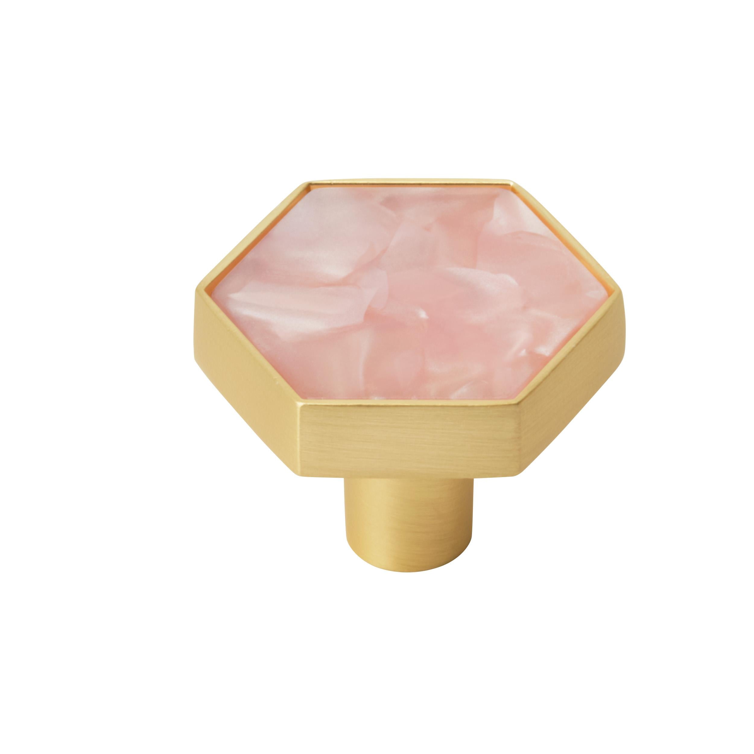 Accents 1-5/16 inch (33mm) Length Gold/Pink Cabinet Knob - 2 Pack