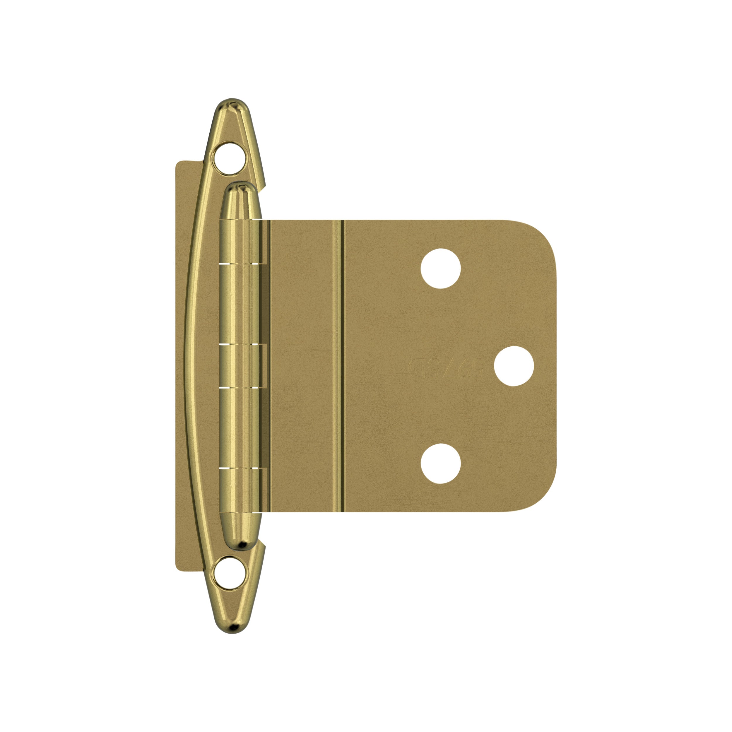 3/8 inch (10mm) Inset Non-Self Closing Face Mount Polished Brass Cabinet Hinge - 1 Pair