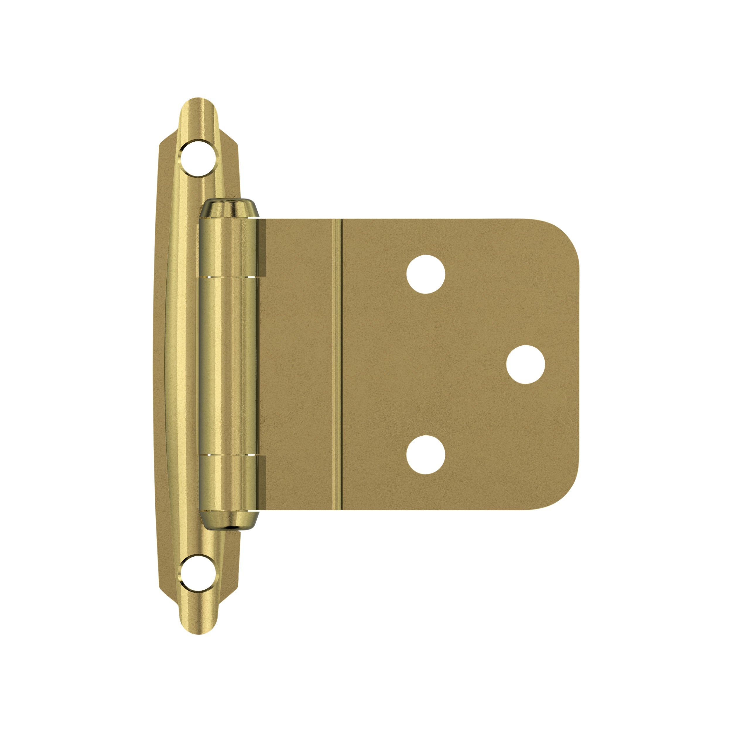3/8 inch (10mm) Inset Self Closing Face Mount Polished Brass Cabinet Hinge - 1 Pair