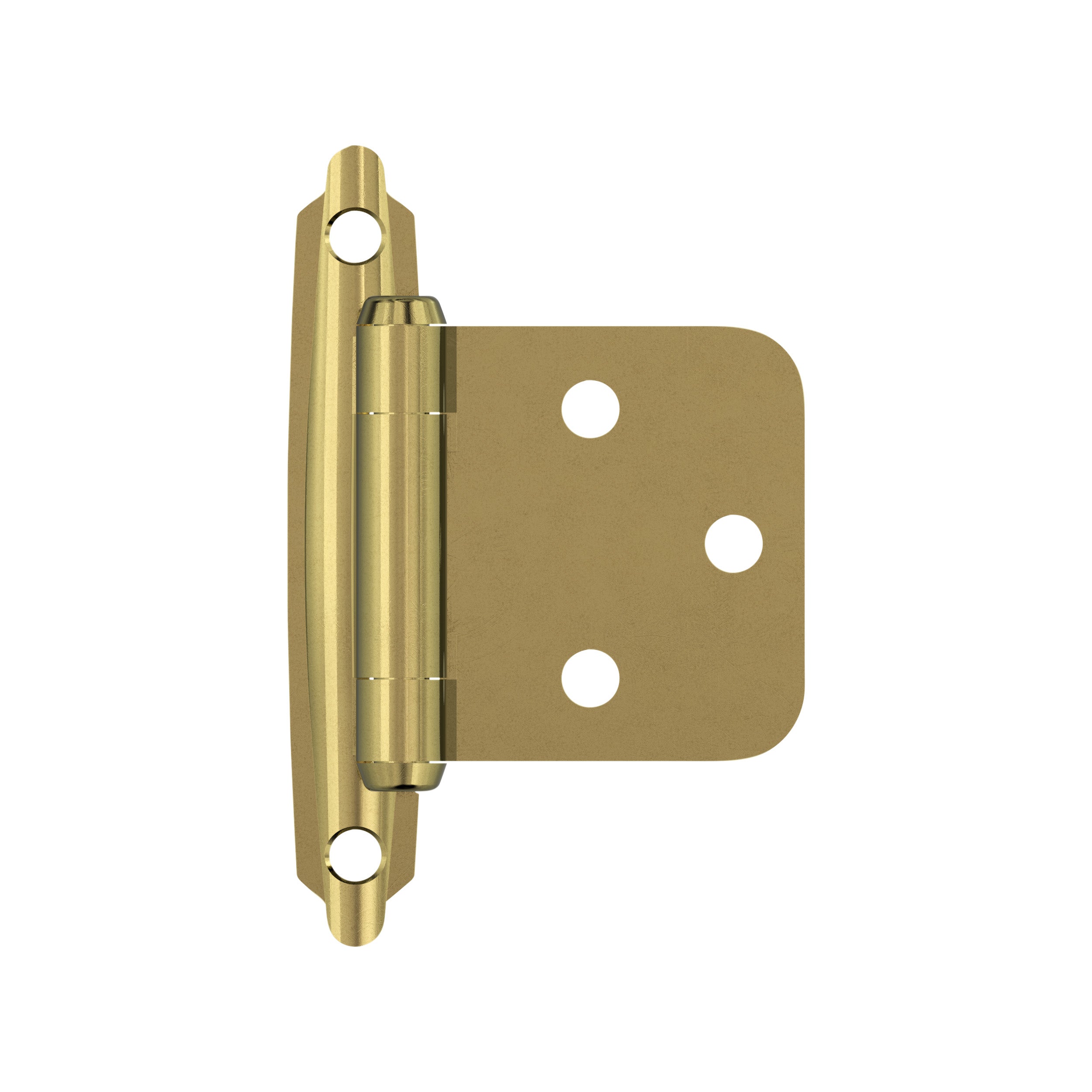Variable Overlay Self Closing Face Mount Polished Brass Cabinet Hinge - 1 Pair