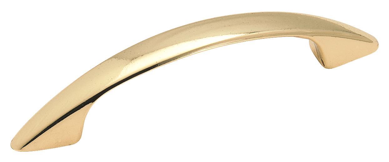 Arc 3 inch (76mm) Center-to-Center Polished Brass Cabinet Pull
