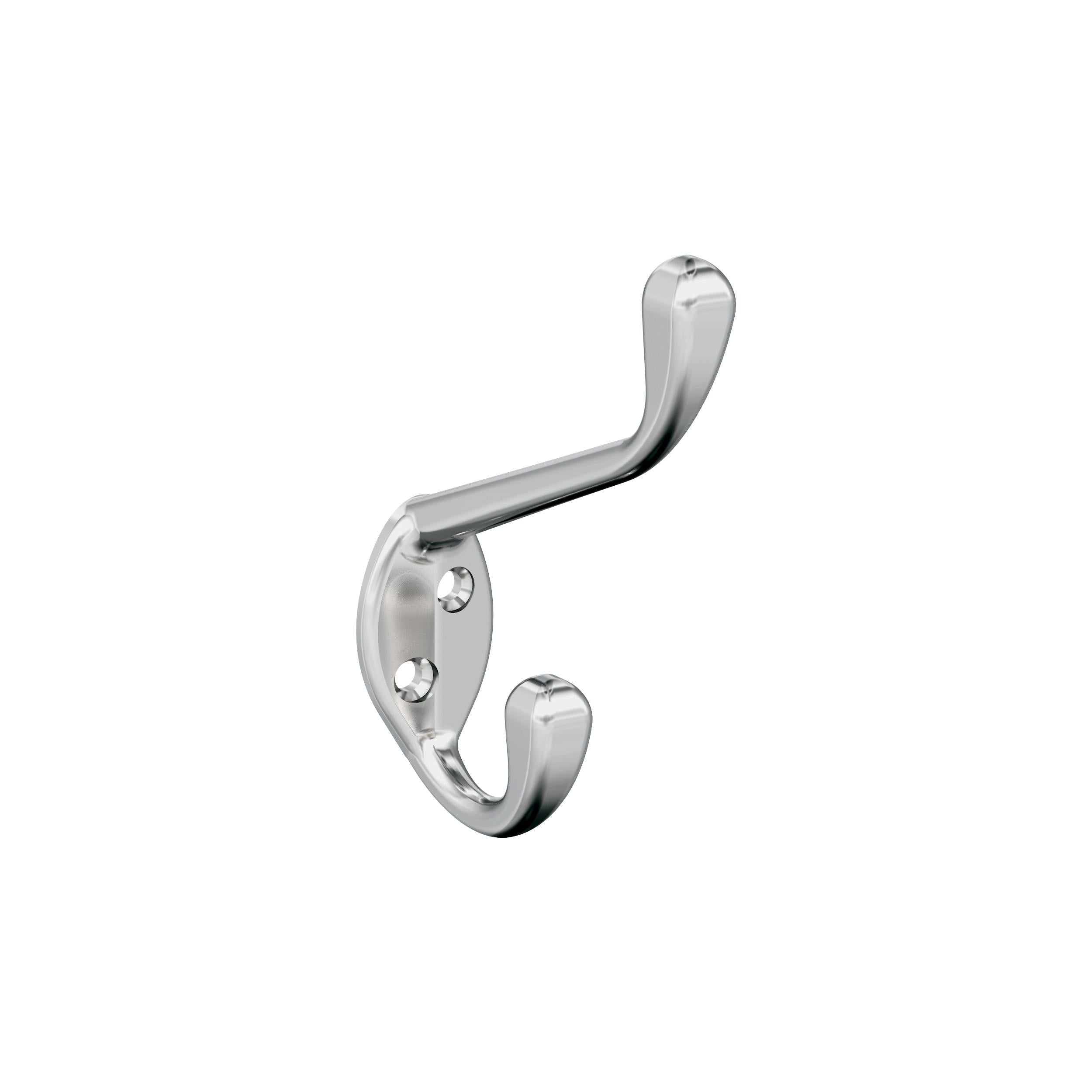 Noble Double Prong Polished Chrome Decorative Wall Hook
