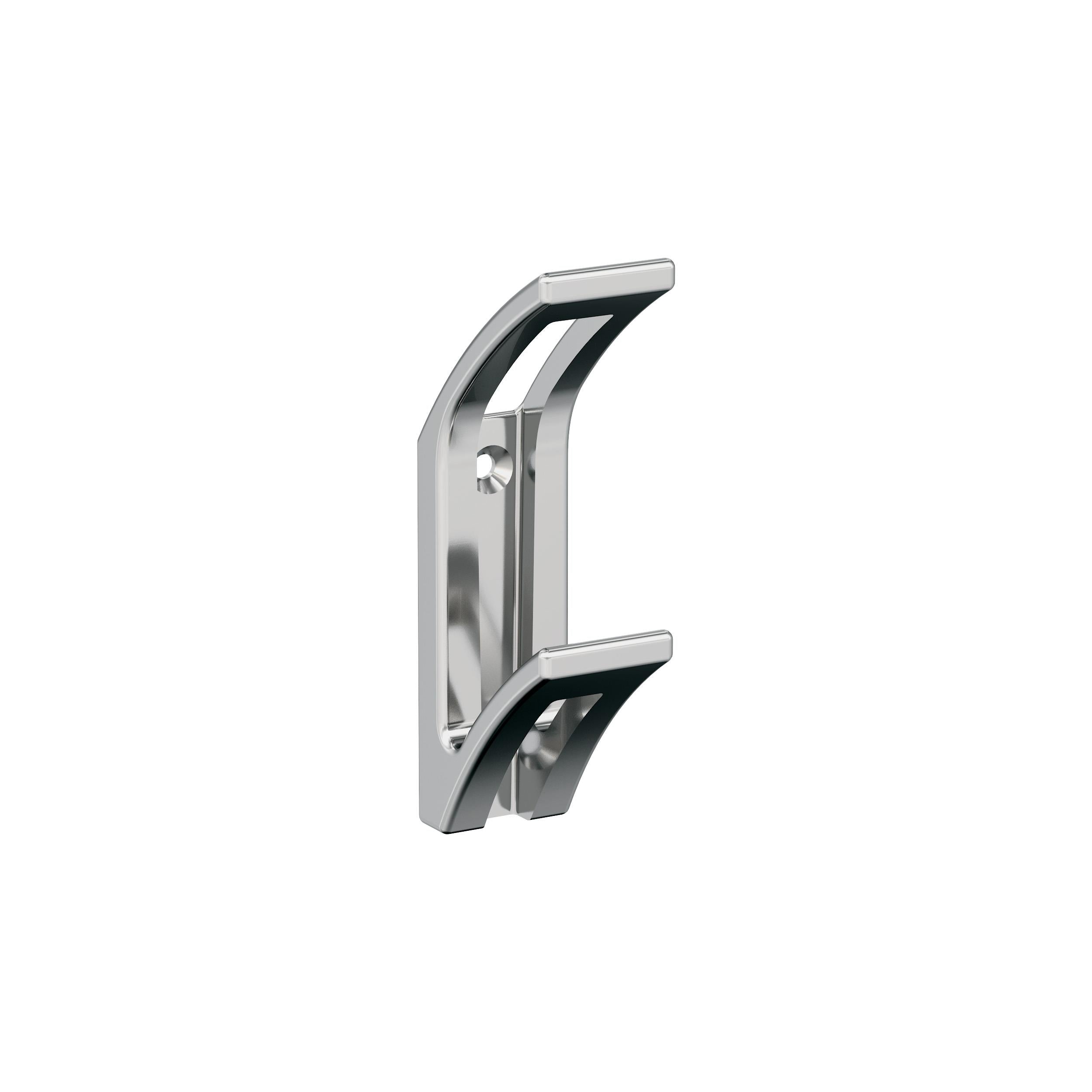 Avid Double Prong Polished Chrome Decorative Wall Hook