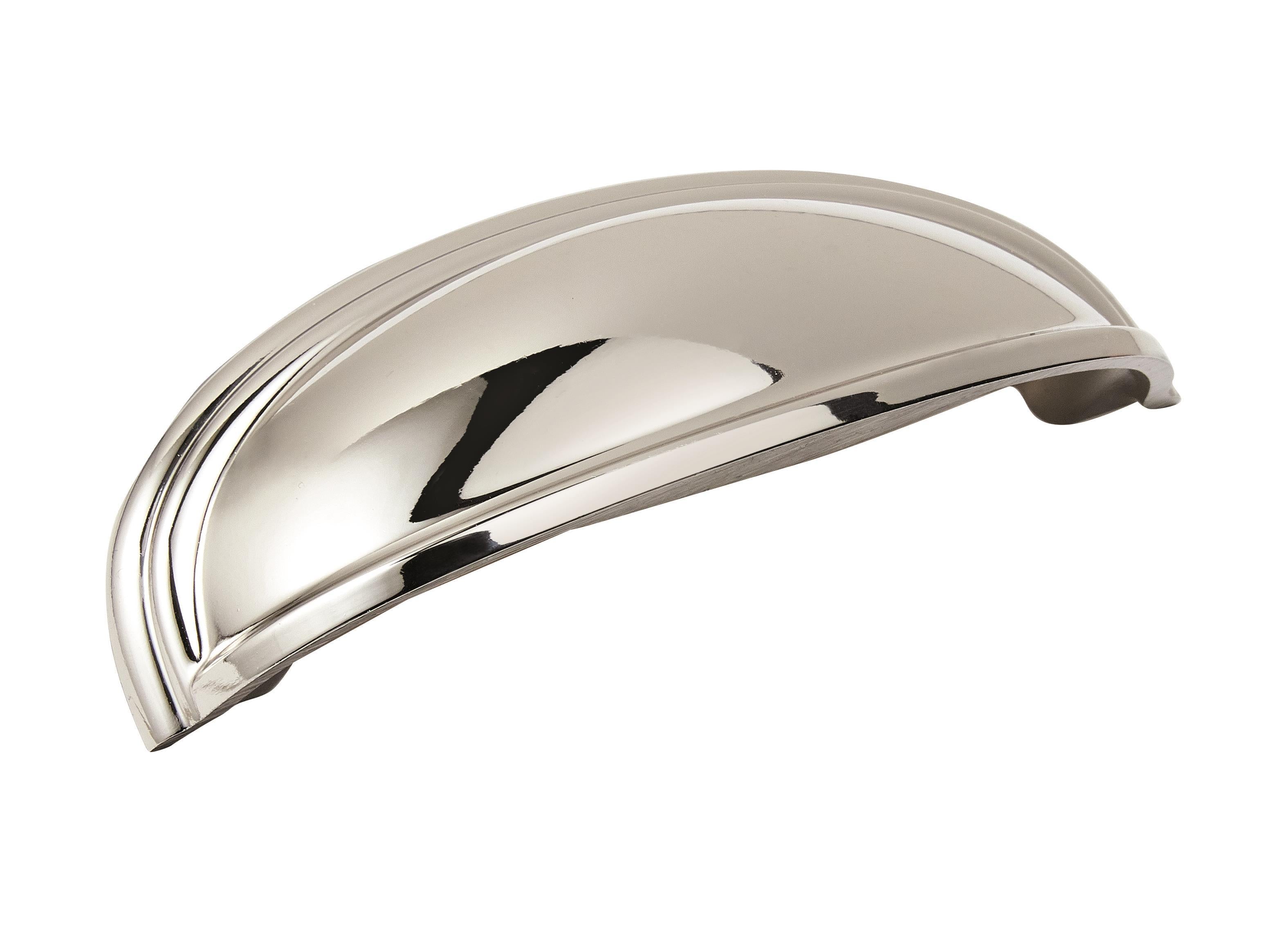 Ashby 3 inch or 4 inch (76mm or 102mm) Center-to-Center Polished Nickel Cabinet Cup Pull