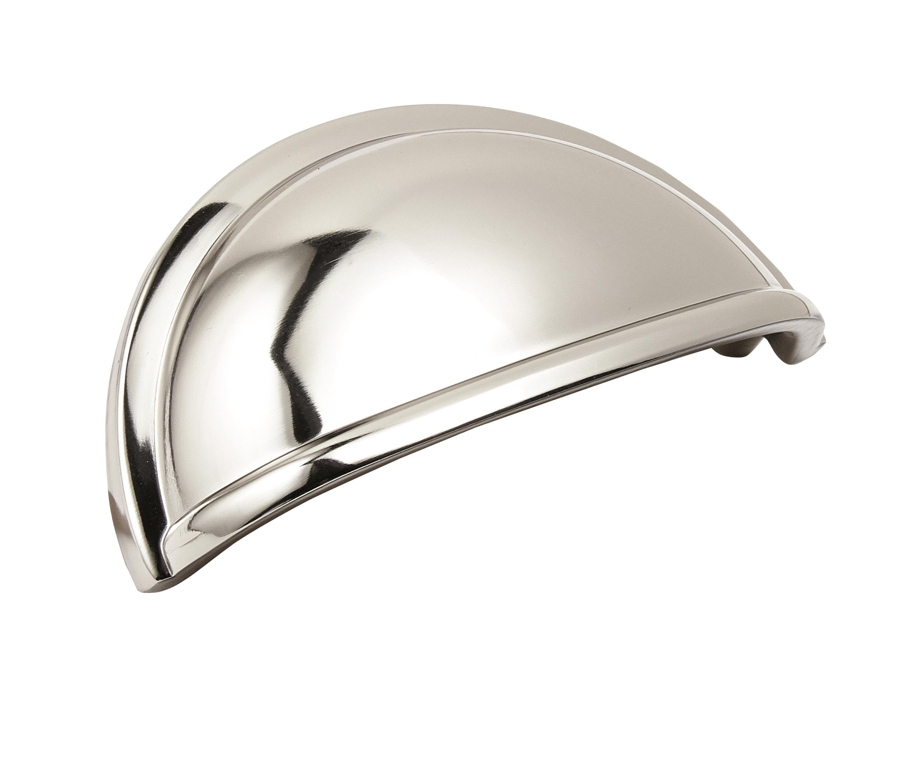 Cup Pulls 3 inch (76mm) Center-to-Center Polished Nickel Cabinet Cup Pull