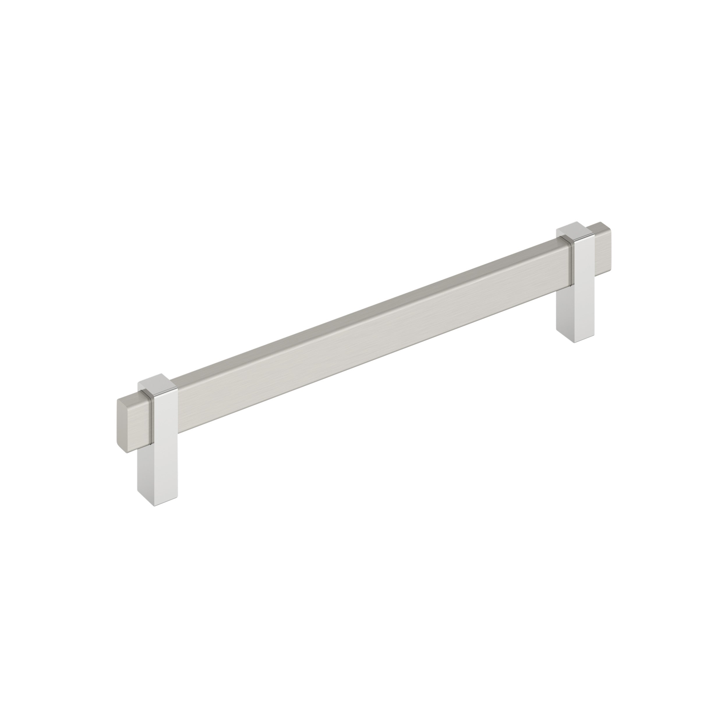 Mulino 7-9/16 inch (192mm) Center-to-Center Satin Nickel/Polished Chrome Cabinet Pull
