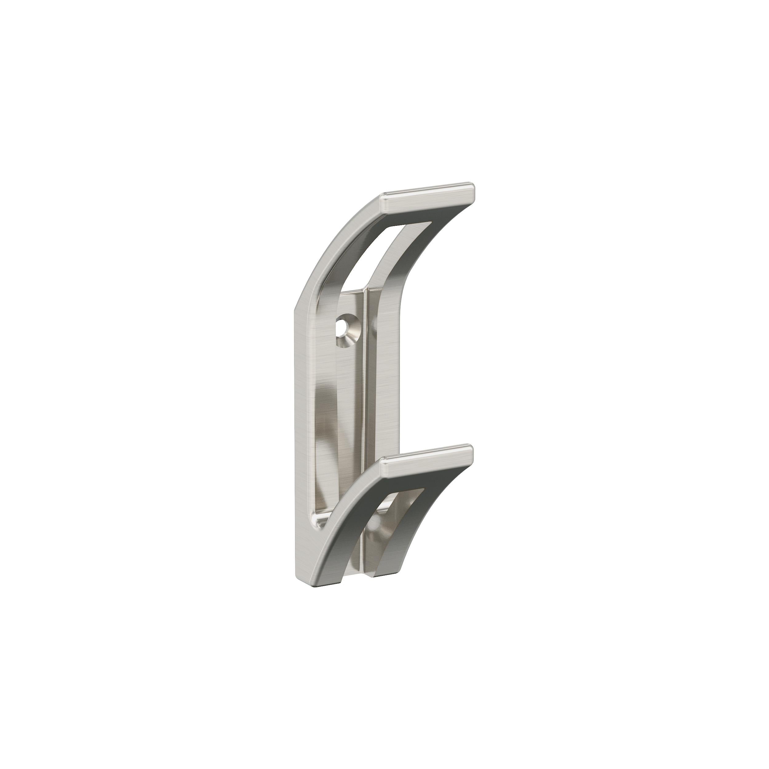 Avid Double Prong Satin Nickel Decorative Wall Hook