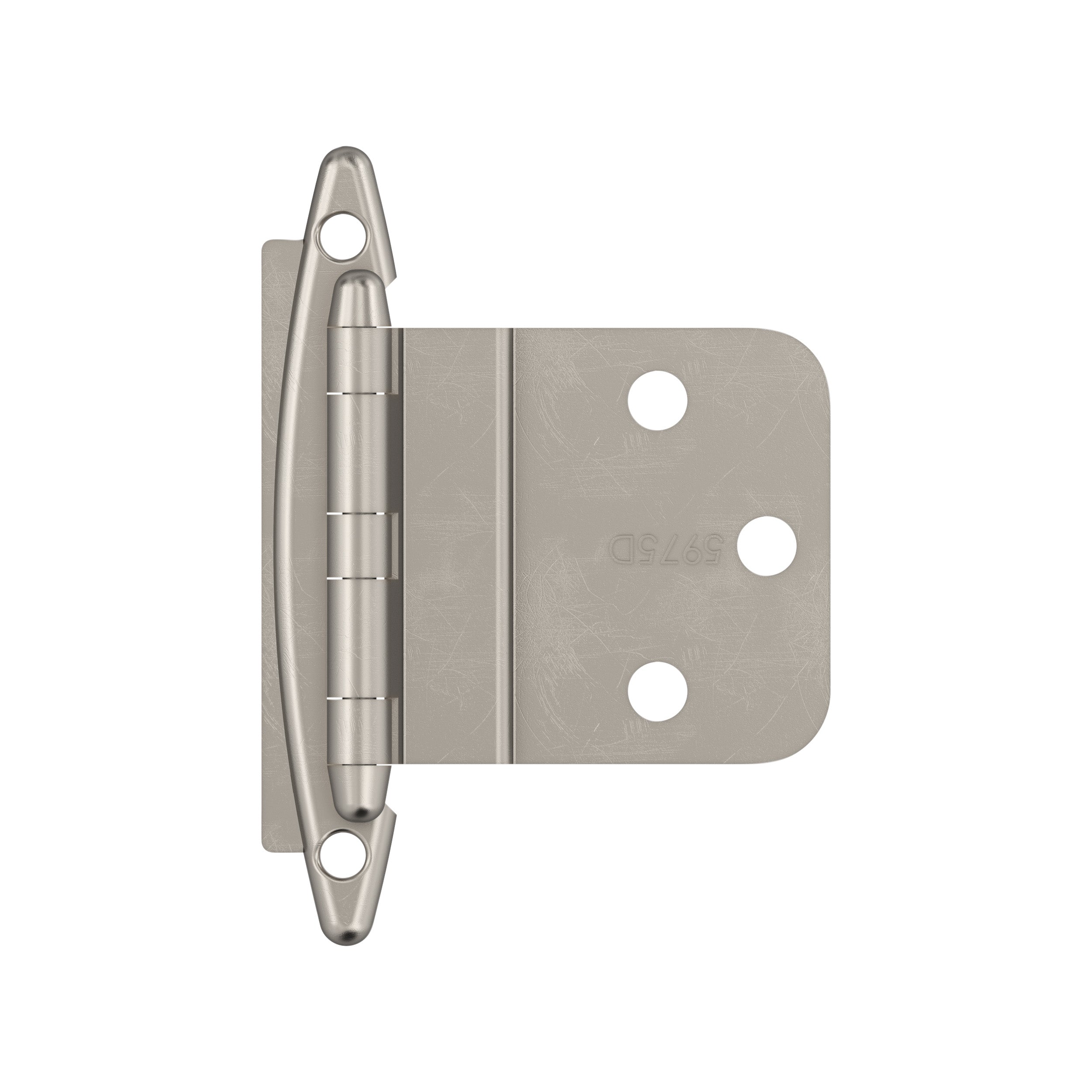 3/8 inch (10mm) Inset Non-Self Closing Face Mount Satin Nickel Cabinet Hinge - 1 Pair