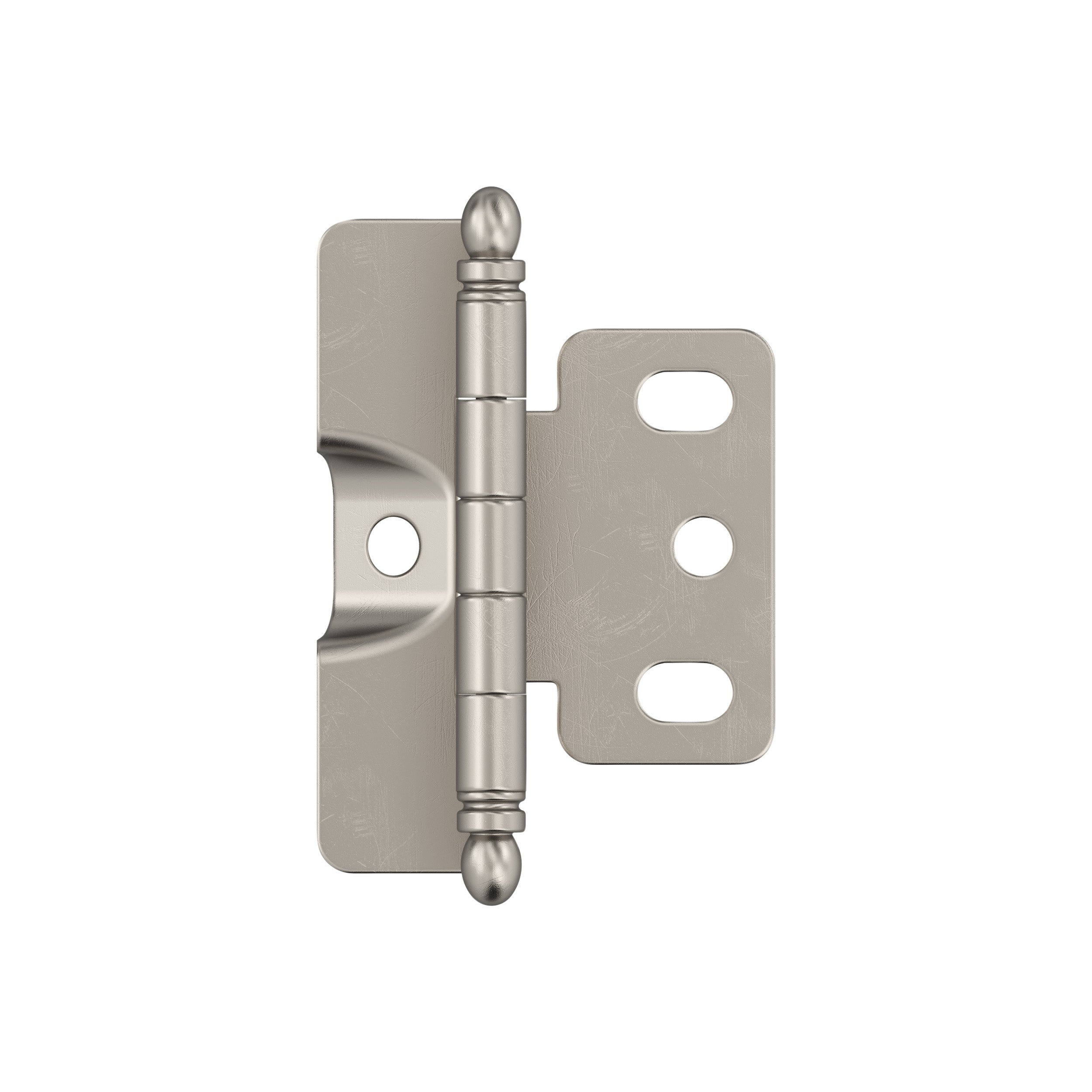 3/4 inch (19mm) Door Thickness Full Inset Full Wrap Ball Tip Satin Nickel Cabinet Hinge - Single Hinge