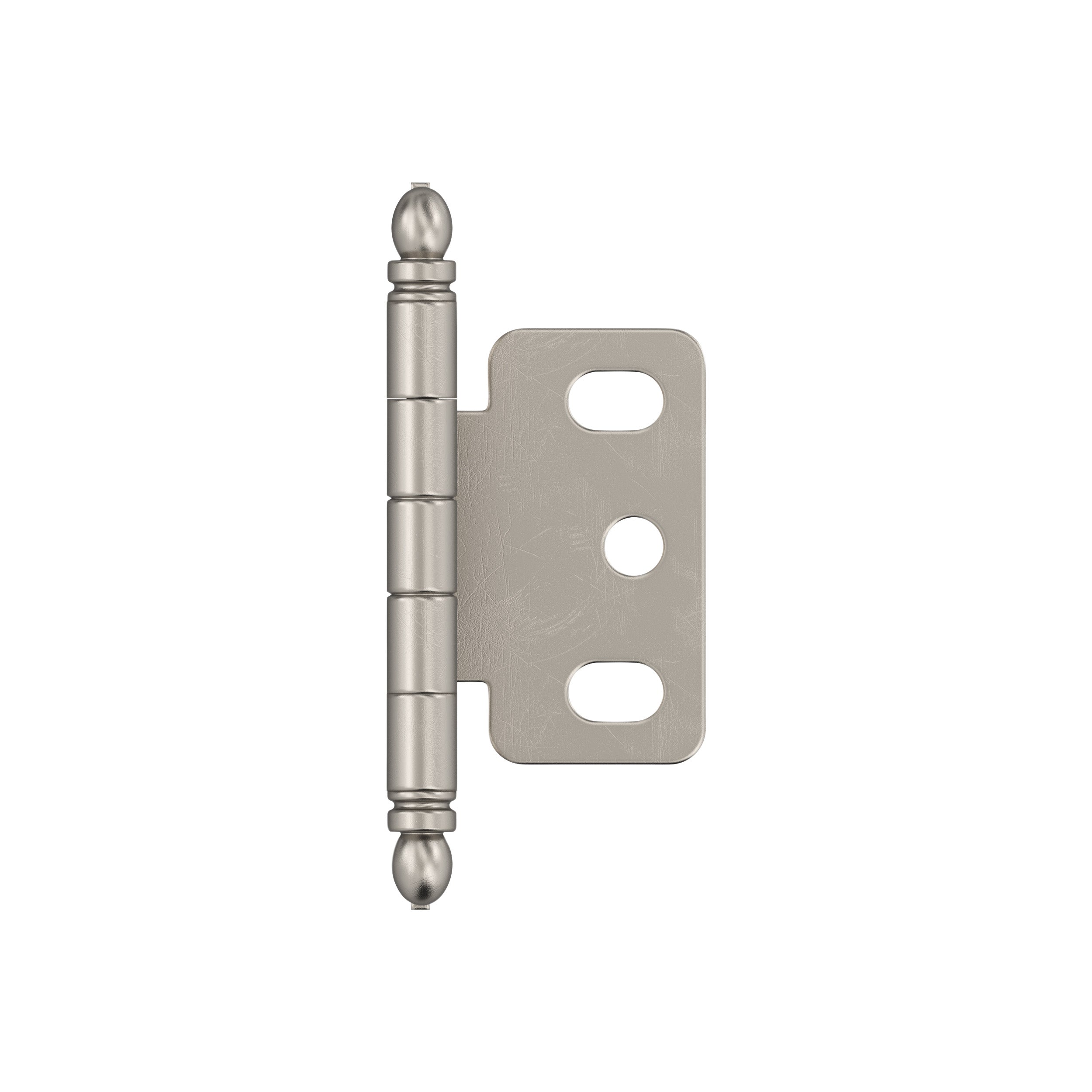 3/4 inch (19mm) Door Thickness Full Inset Partial Wrap Ball Tip Satin Nickel Cabinet Hinge - Single Hinge