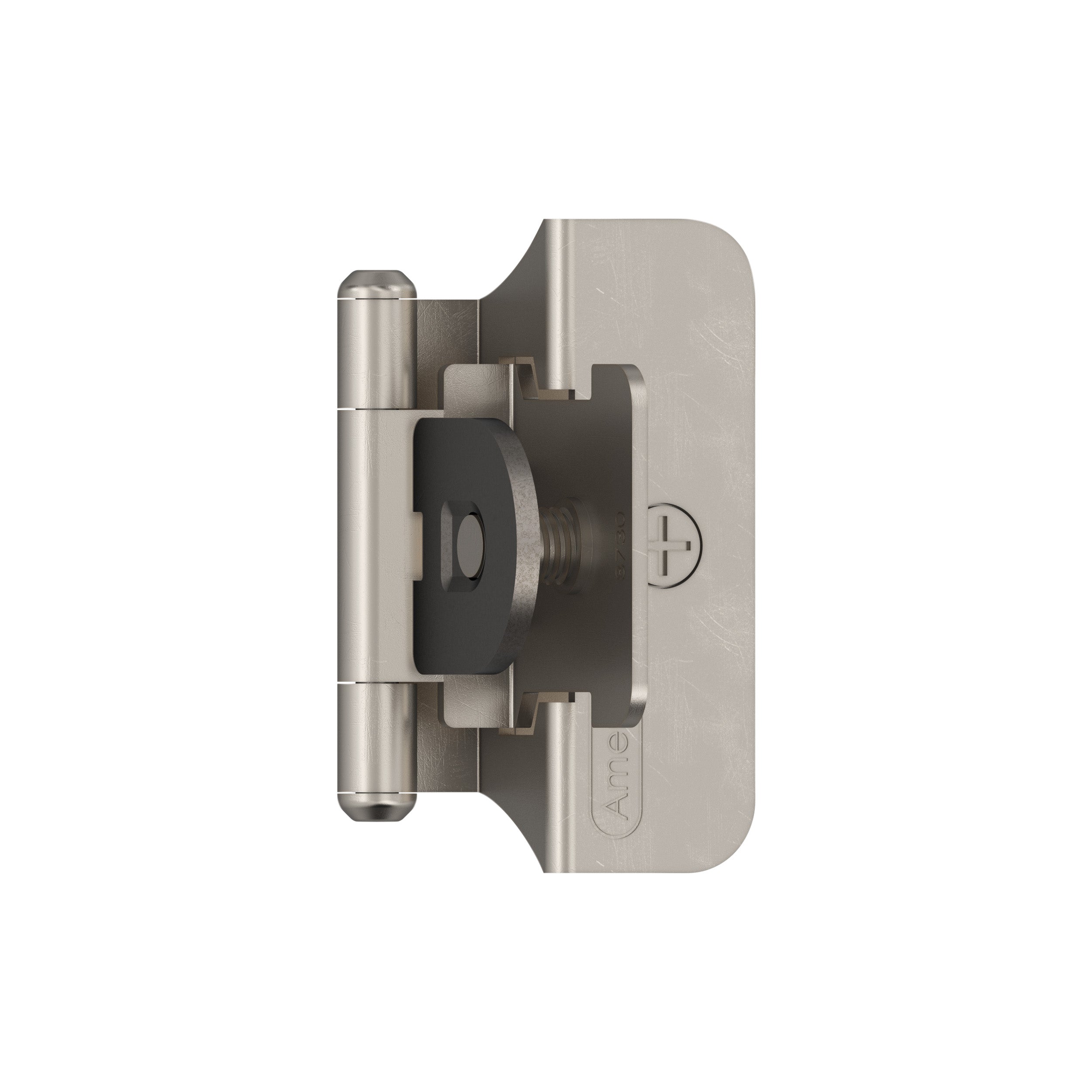 1/4 inch (6mm) Overlay Double Demountable Satin Nickel Cabinet Hinge - 1 Pair