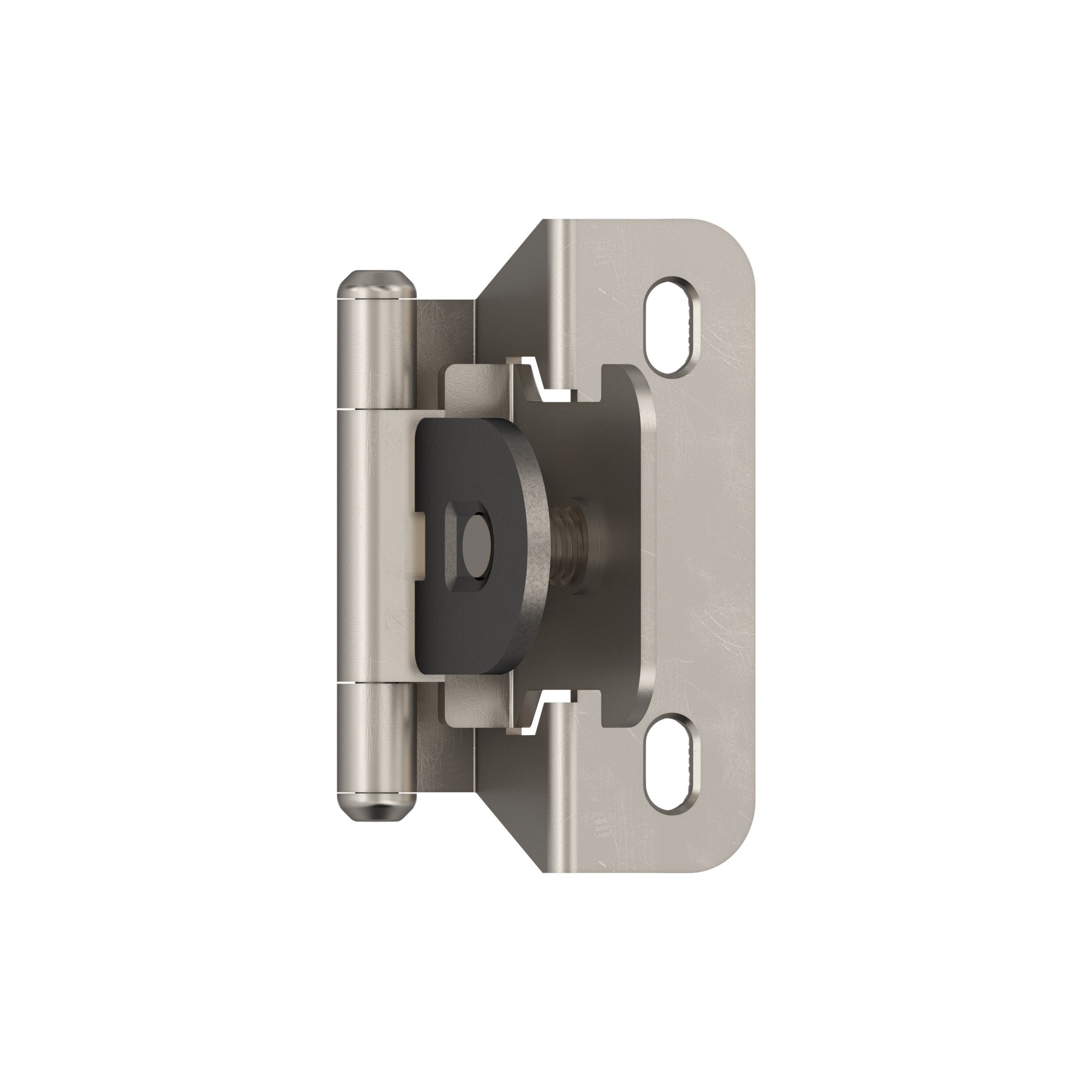 1/4 inch (6mm) Overlay Single Demountable Partial Wrap Satin Nickel Cabinet Hinge - 1 Pair