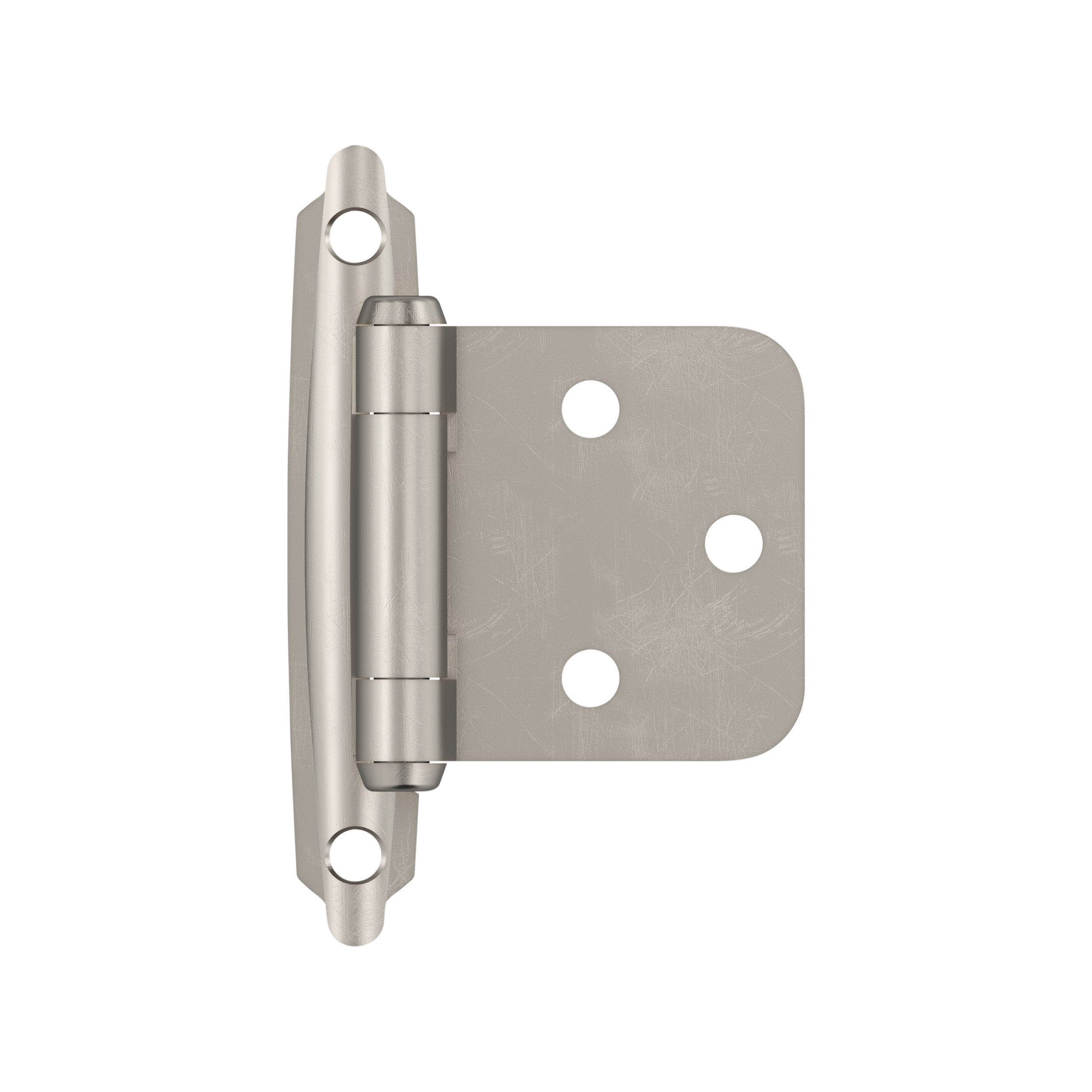 Variable Overlay Self Closing Face Mount Satin Nickel Cabinet Hinge - 1 Pair