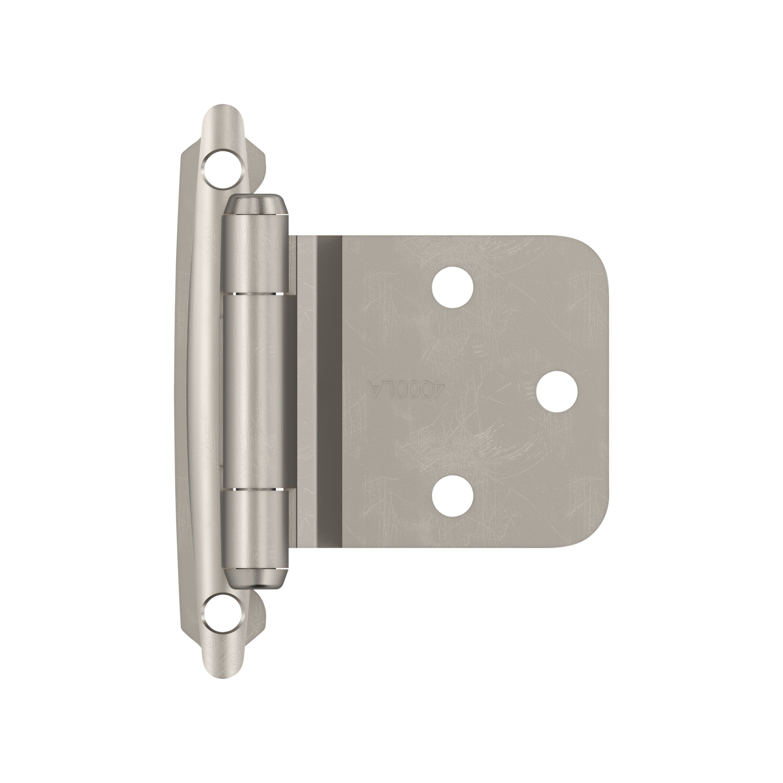 Variable Overlay Self Closing Face Mount Reverse Bevel Satin Nickel Cabinet Hinge - 1 Pair