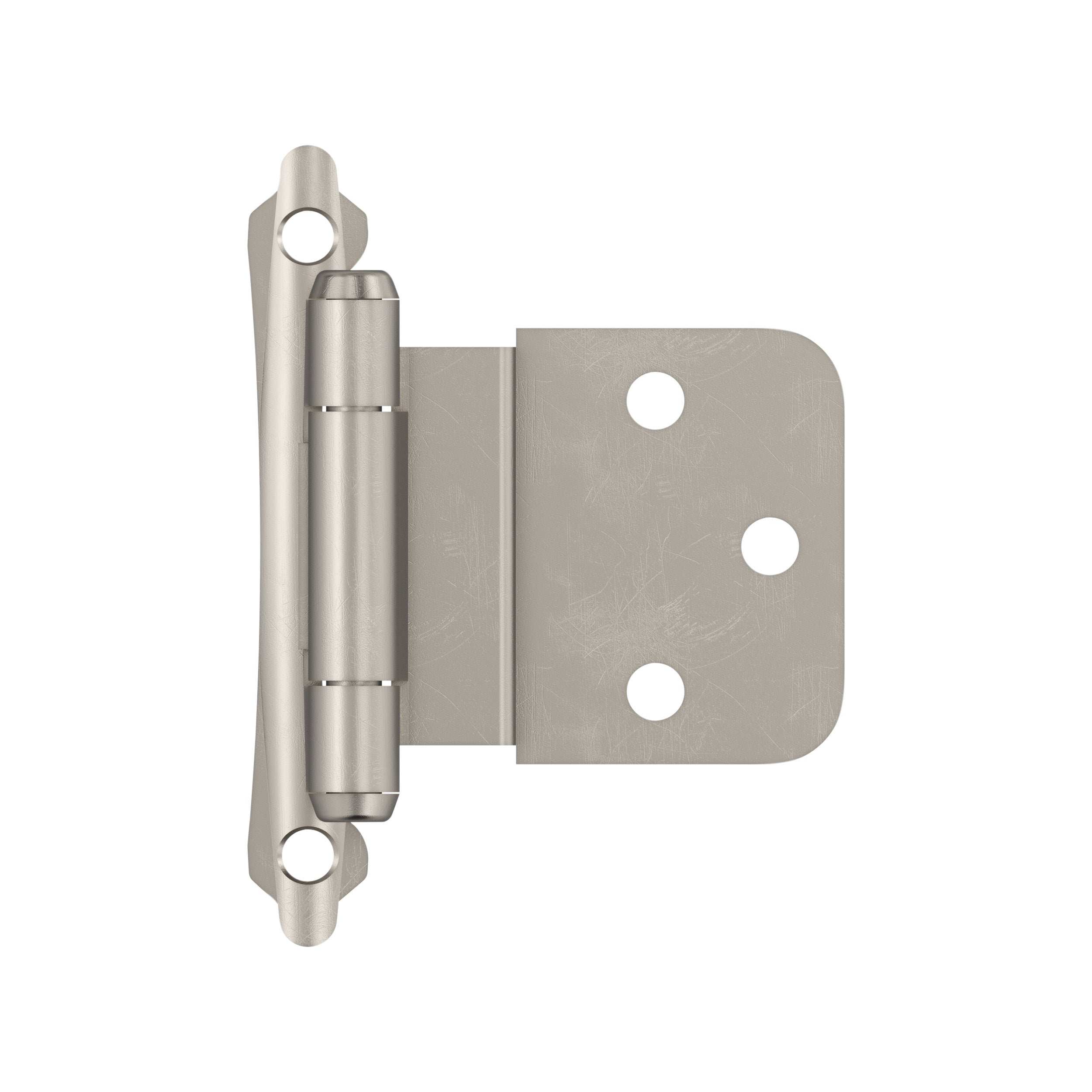 3/8 inch (10mm) Inset Self Closing Face Mount Satin Nickel Cabinet Hinge - 1 Pair