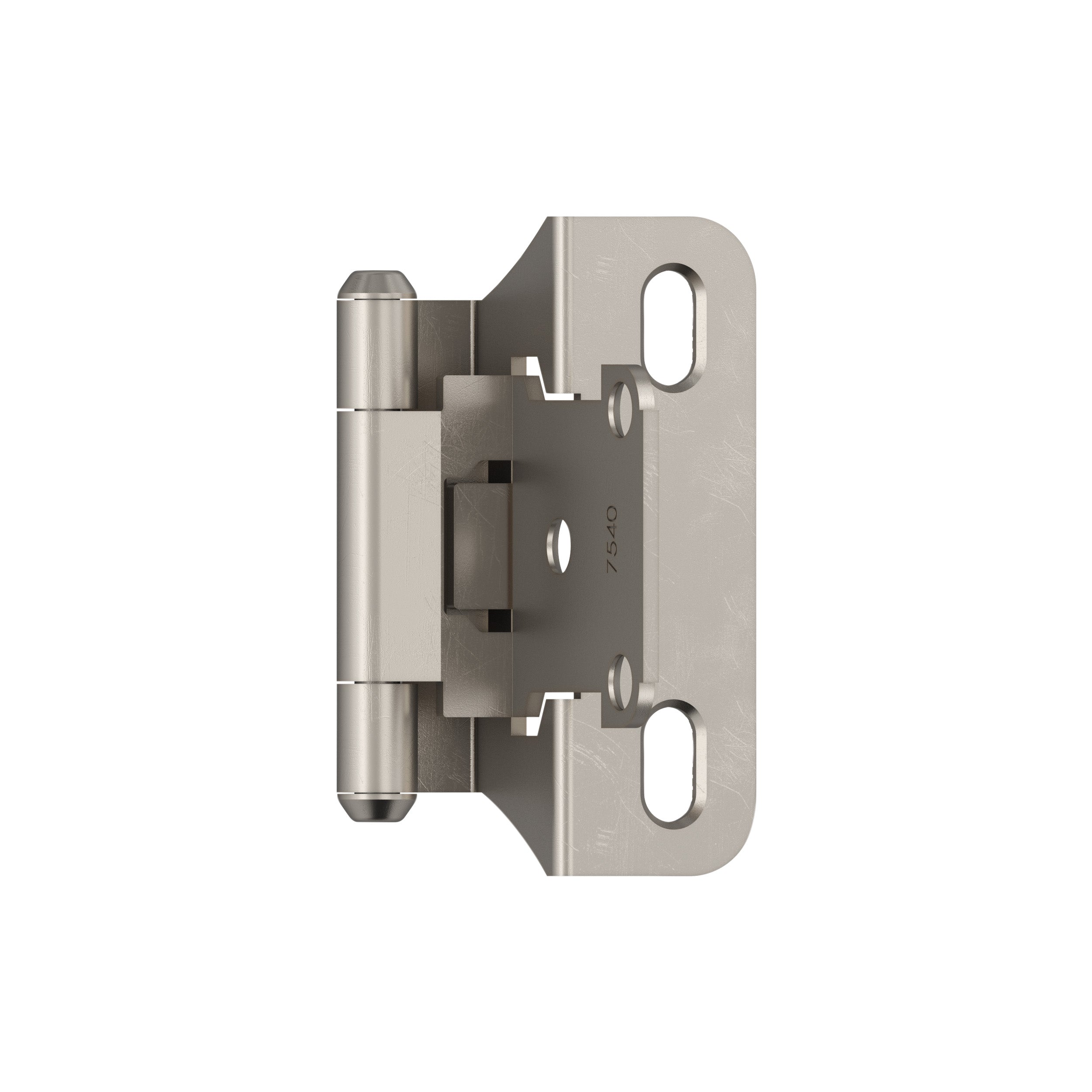 1/4 inch (6mm) Overlay Self Closing Partial Wrap Satin Nickel Cabinet Hinge - 1 Pair