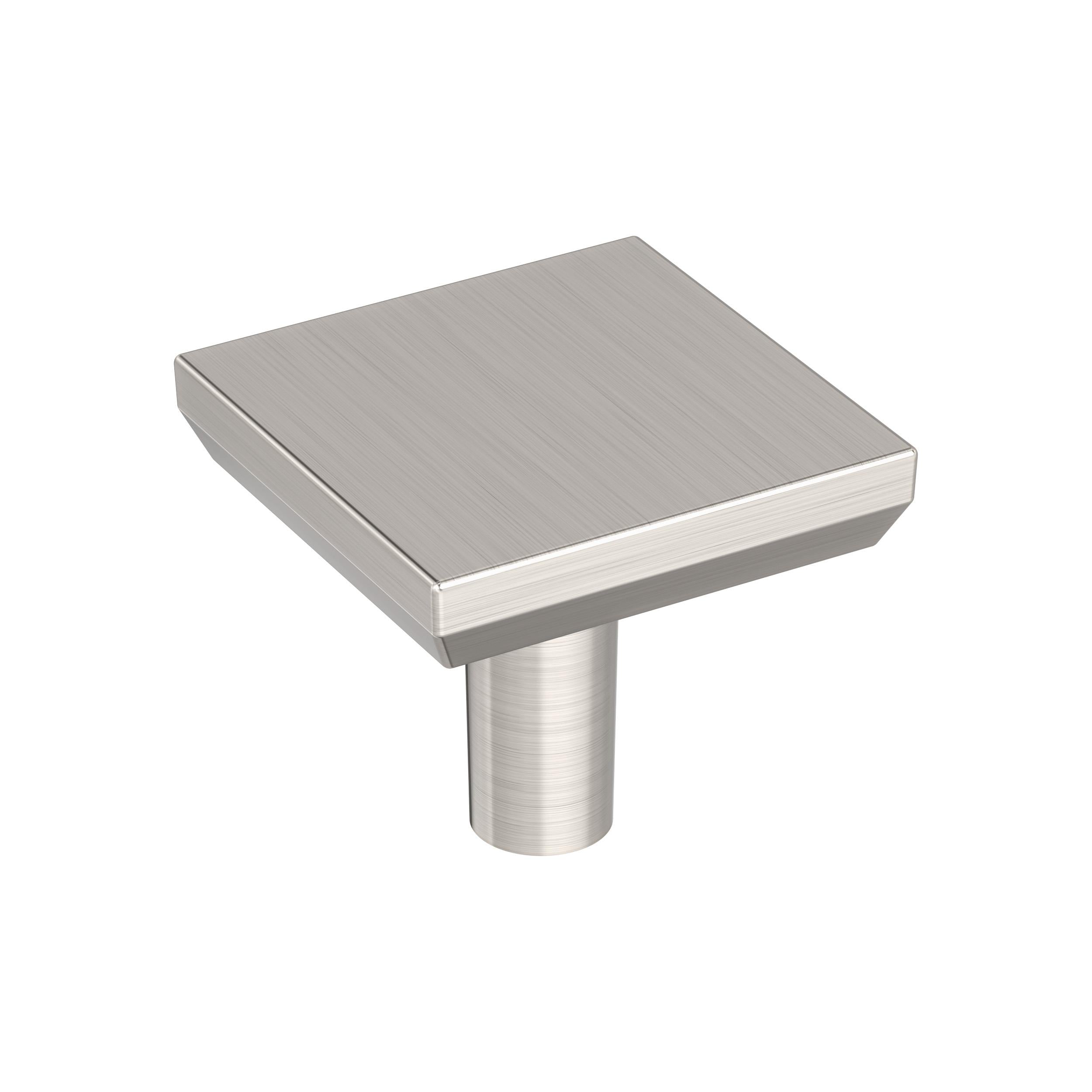 Chamfered Edge 1-1/16 inch (27mm) Length Satin Nickel Cabinet Knob