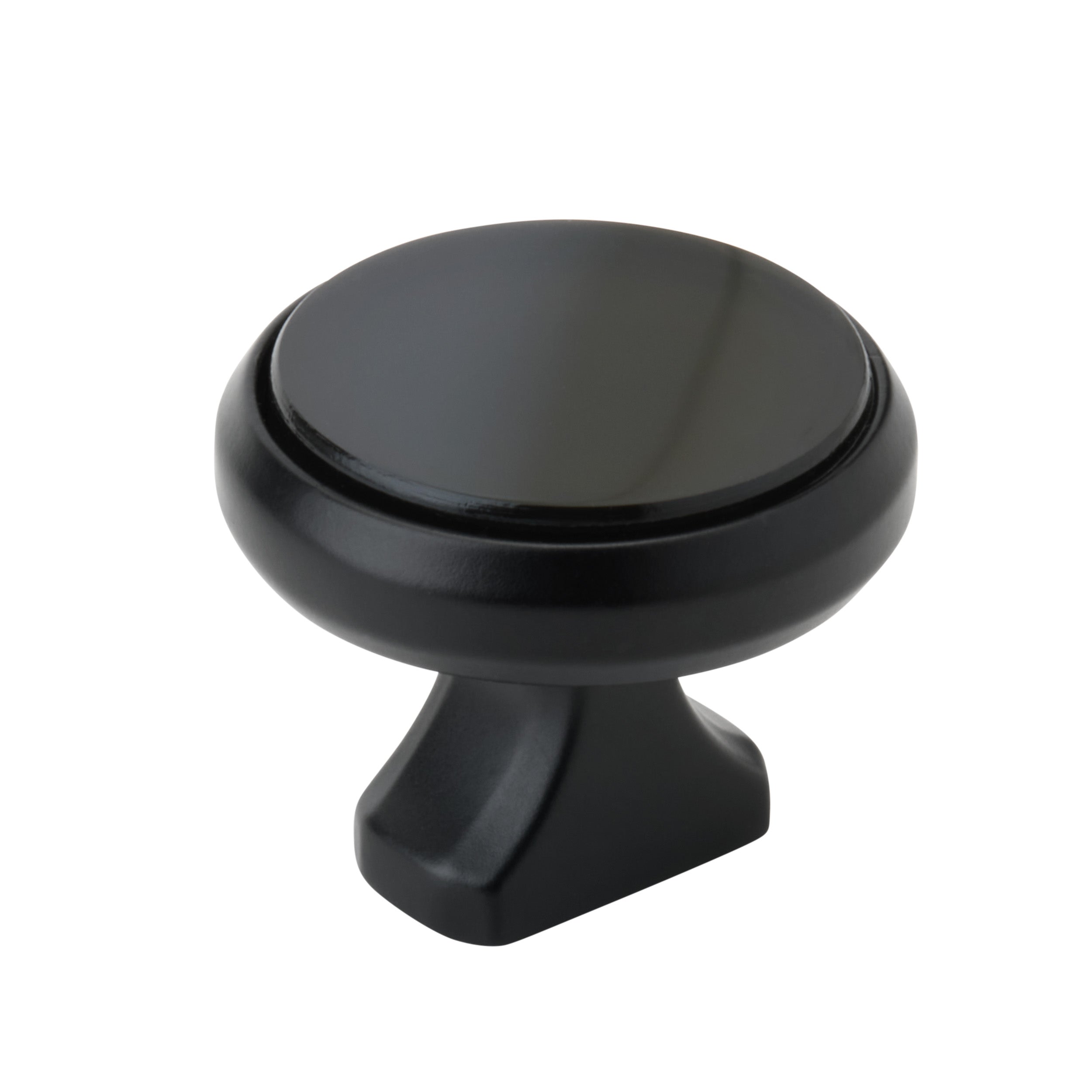 Posh 1-3/8 inch (35mm) Diameter Matte Black/Smoky Glass Cabinet Knob