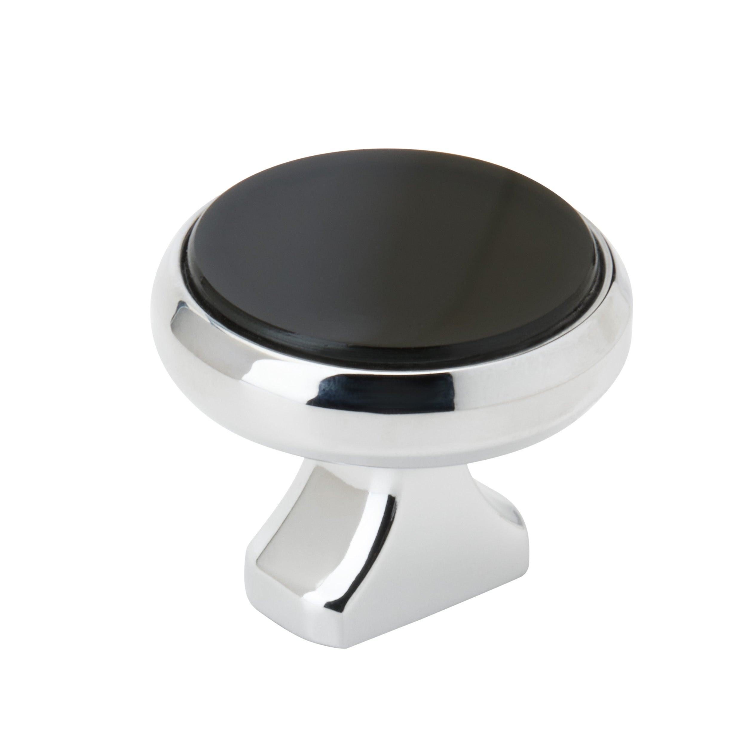 Posh 1-3/8 inch (35mm) Diameter Polished Chrome/Smoky Glass Cabinet Knob