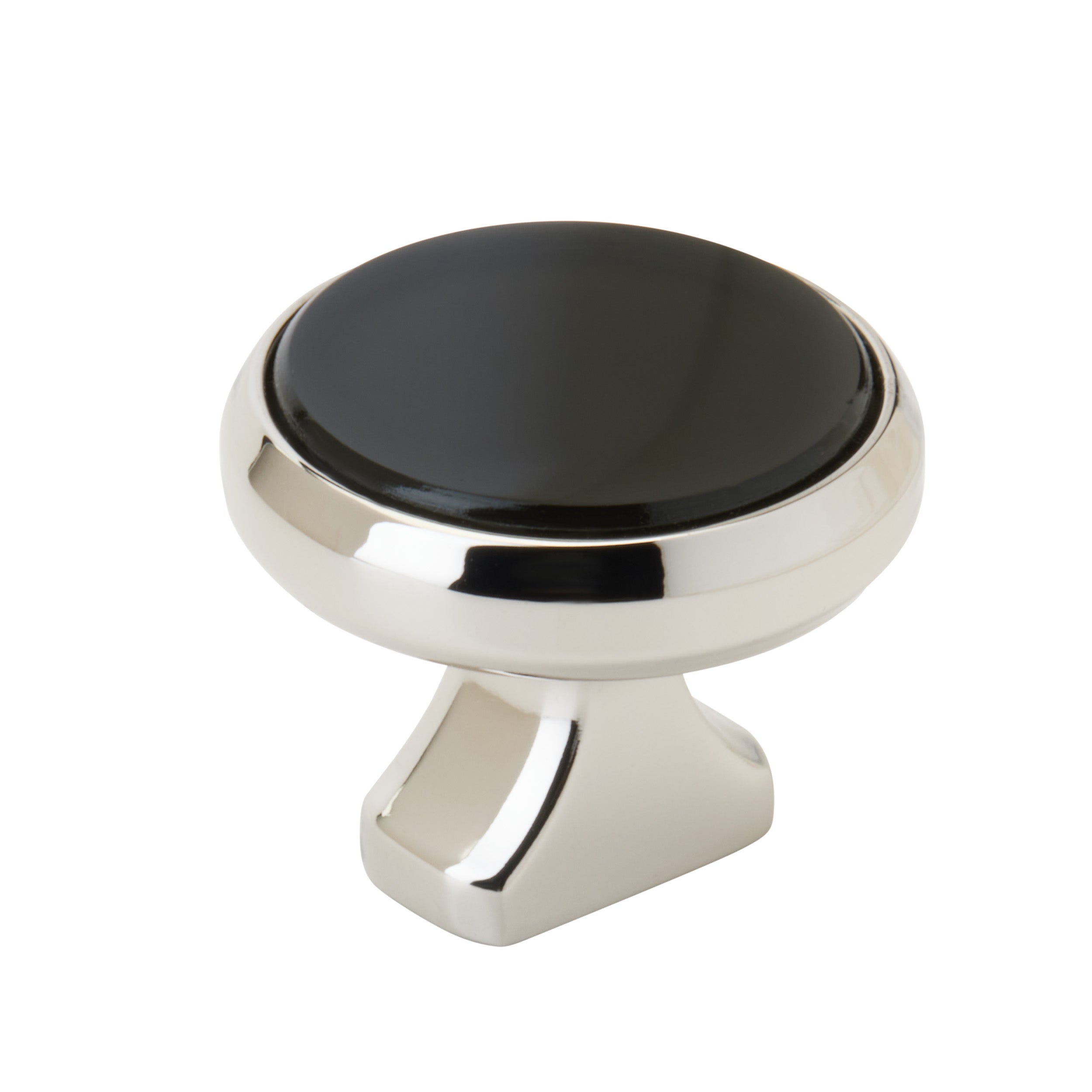 Posh 1-3/8 inch (35mm) Diameter Polished Nickel/Smoky Glass Cabinet Knob