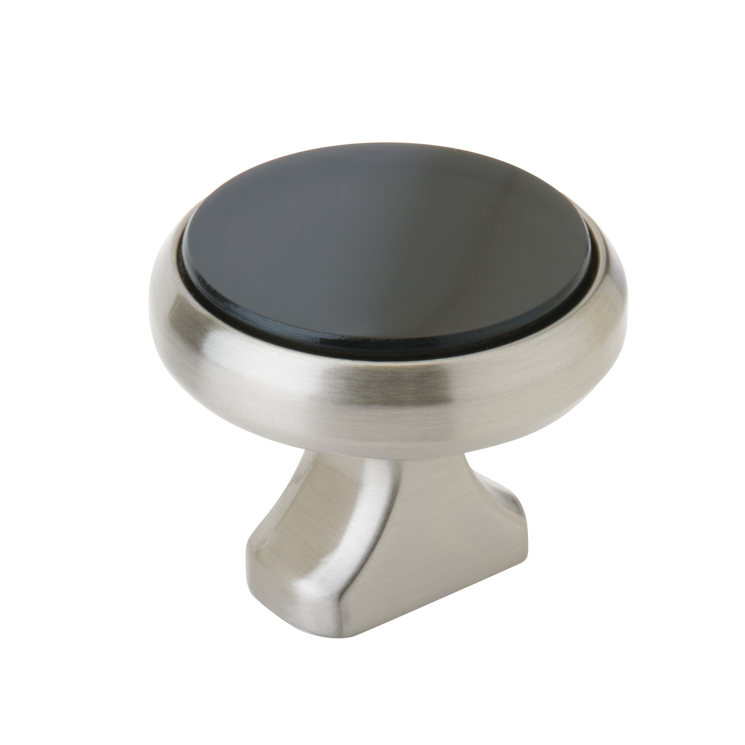 Posh 1-3/8 inch (35mm) Diameter Satin Nickel/Smoky Glass Cabinet Knob