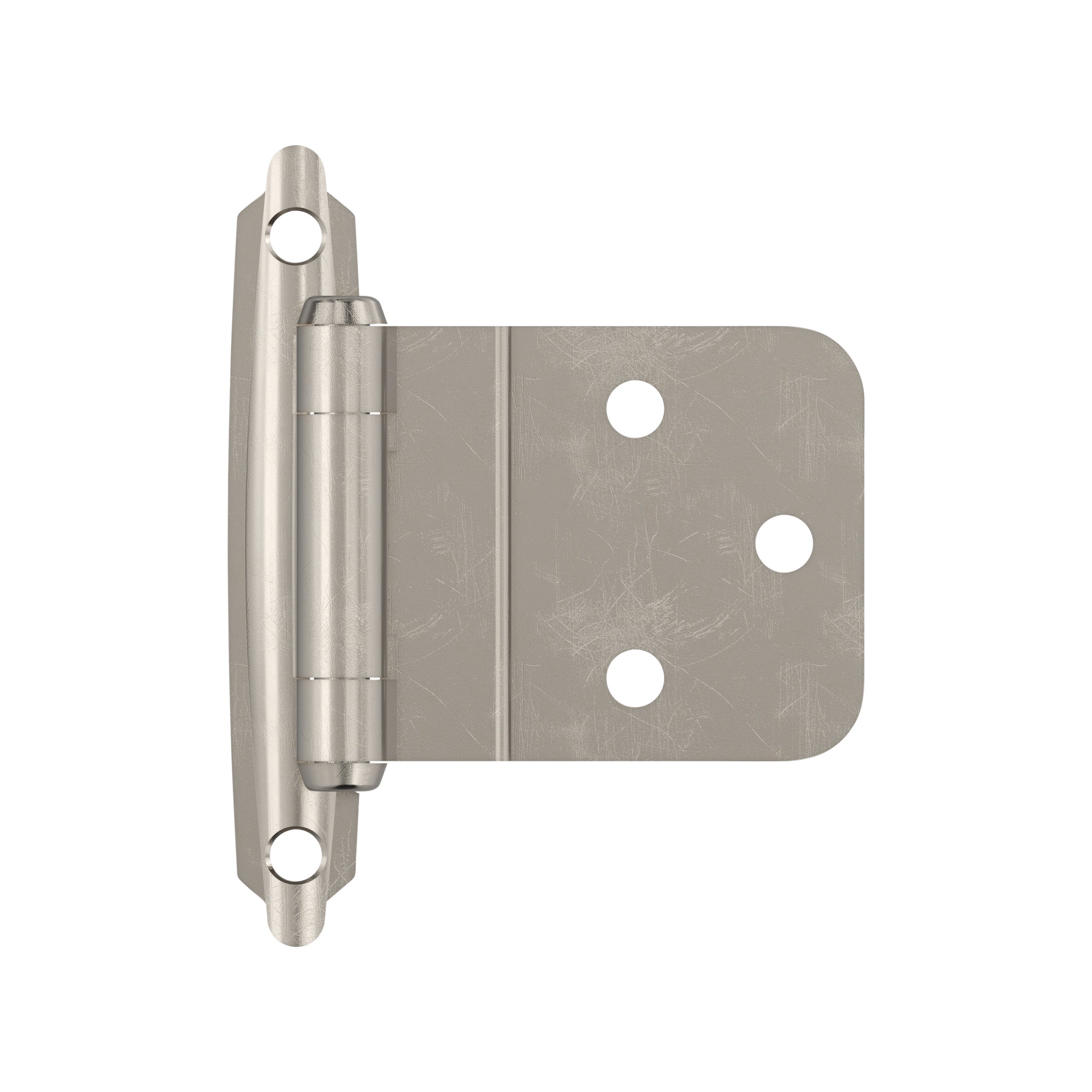 3/8 inch (10mm) Inset Self Closing Face Mount Sterling Nickel Cabinet Hinge - 1 Pair