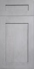 Gray shaker cabinet door with a rectangular design