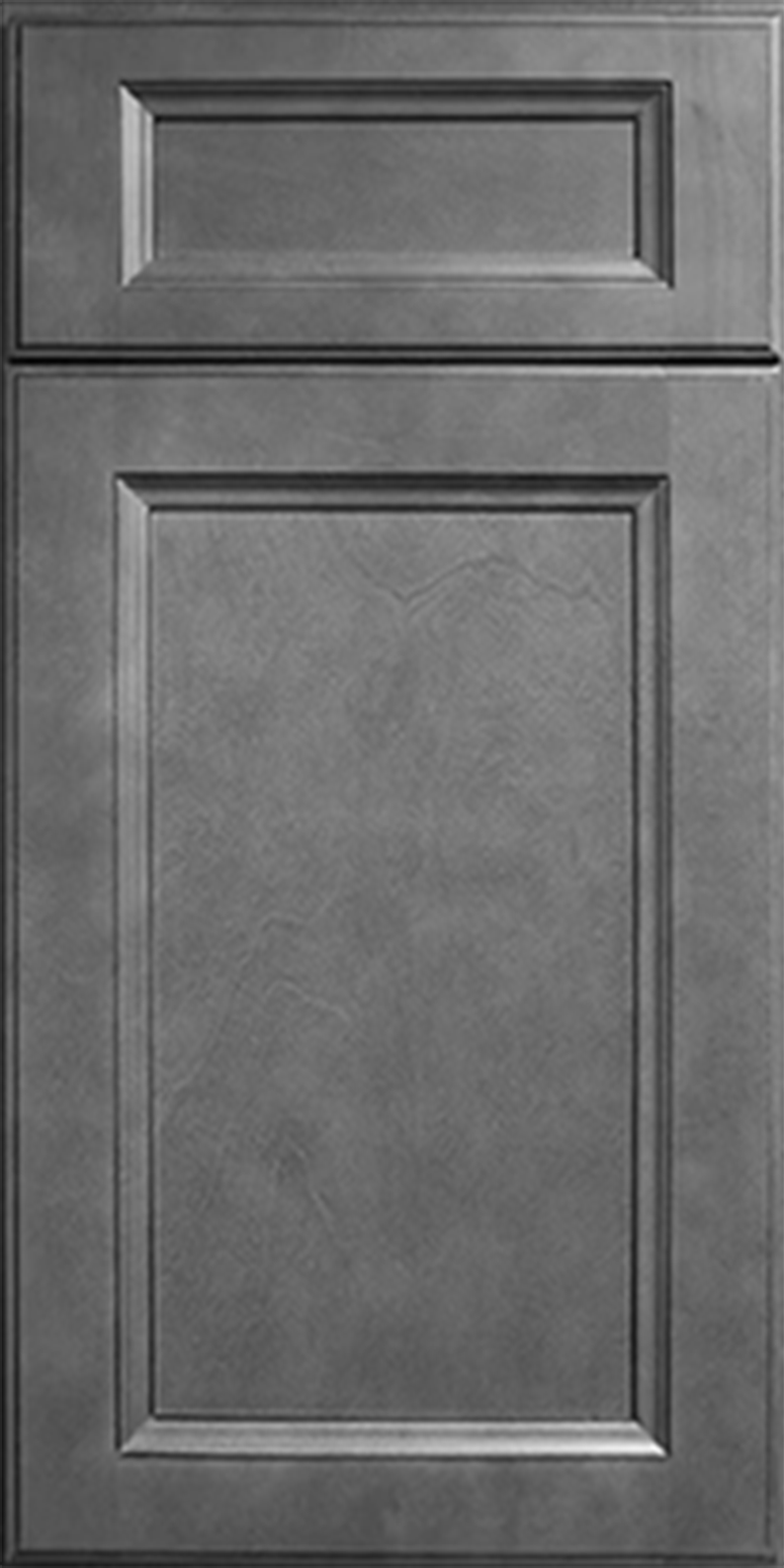 Gray cabinet door with a simple raised design