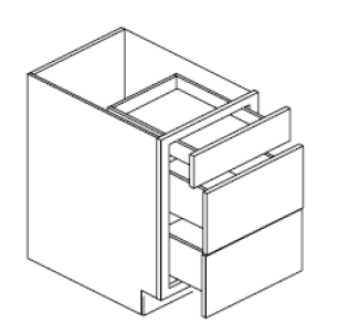 Kitchen Drawer Base Cabinet | Unfinished Poplar | 12 in. | 3 Drawer